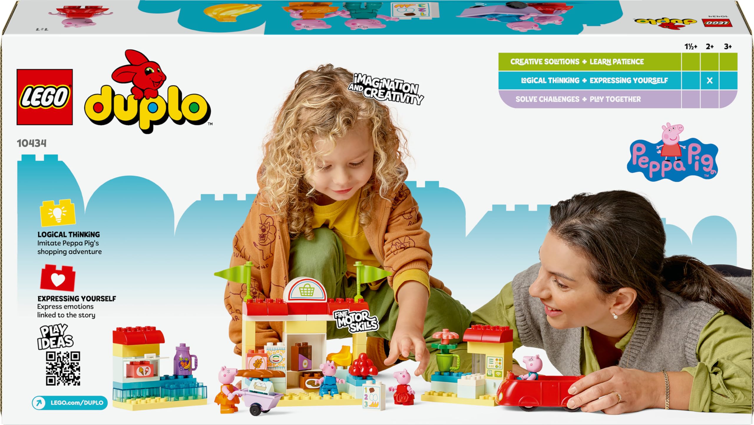 LEGO DUPLO Peppa Pig Supermarket Playset with Car and 4 Figures for Toddlers 2+ 6