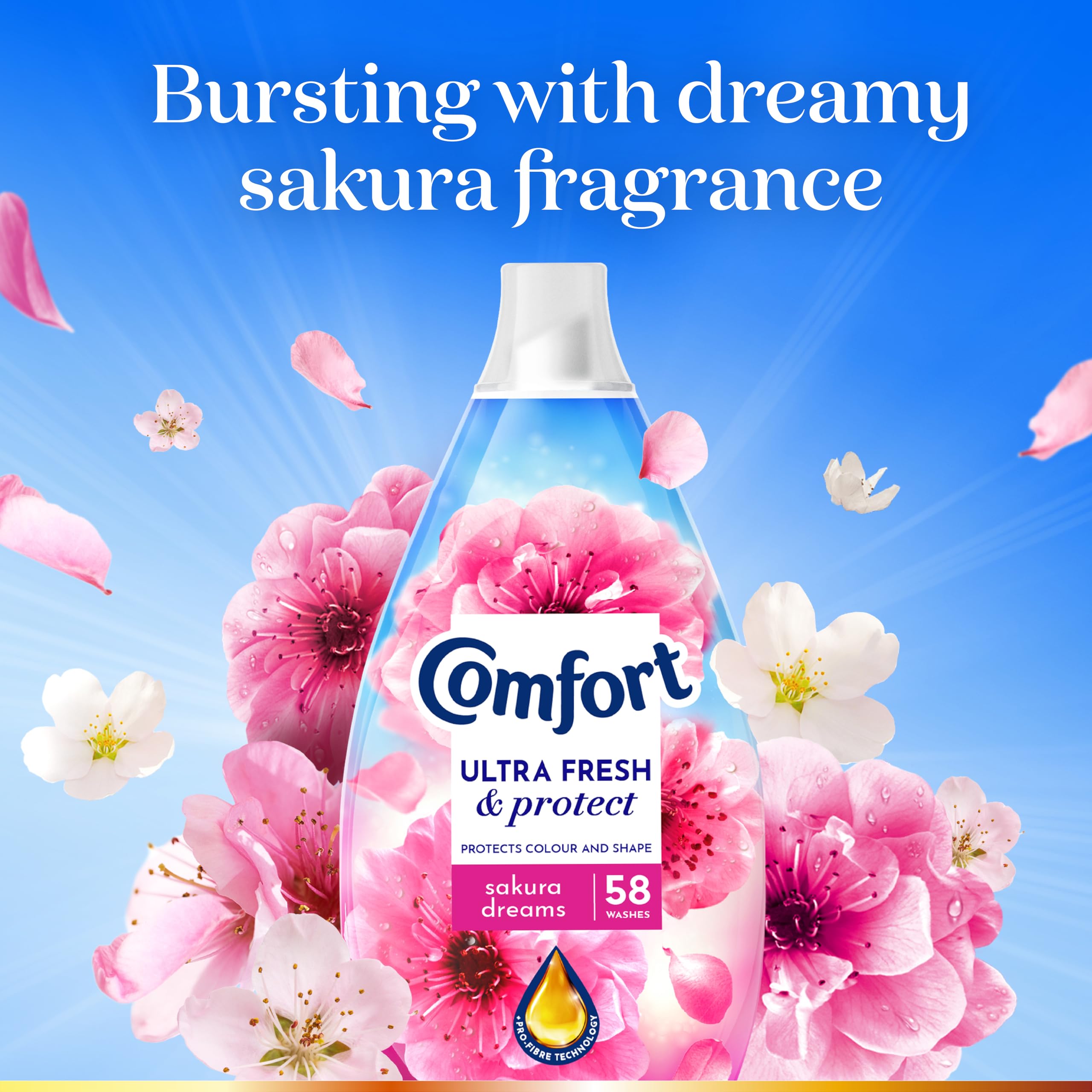 Comfort Ultra Fresh & Protect Sakura Dreams Fabric Conditioner - Liquid Laundry Softener 3