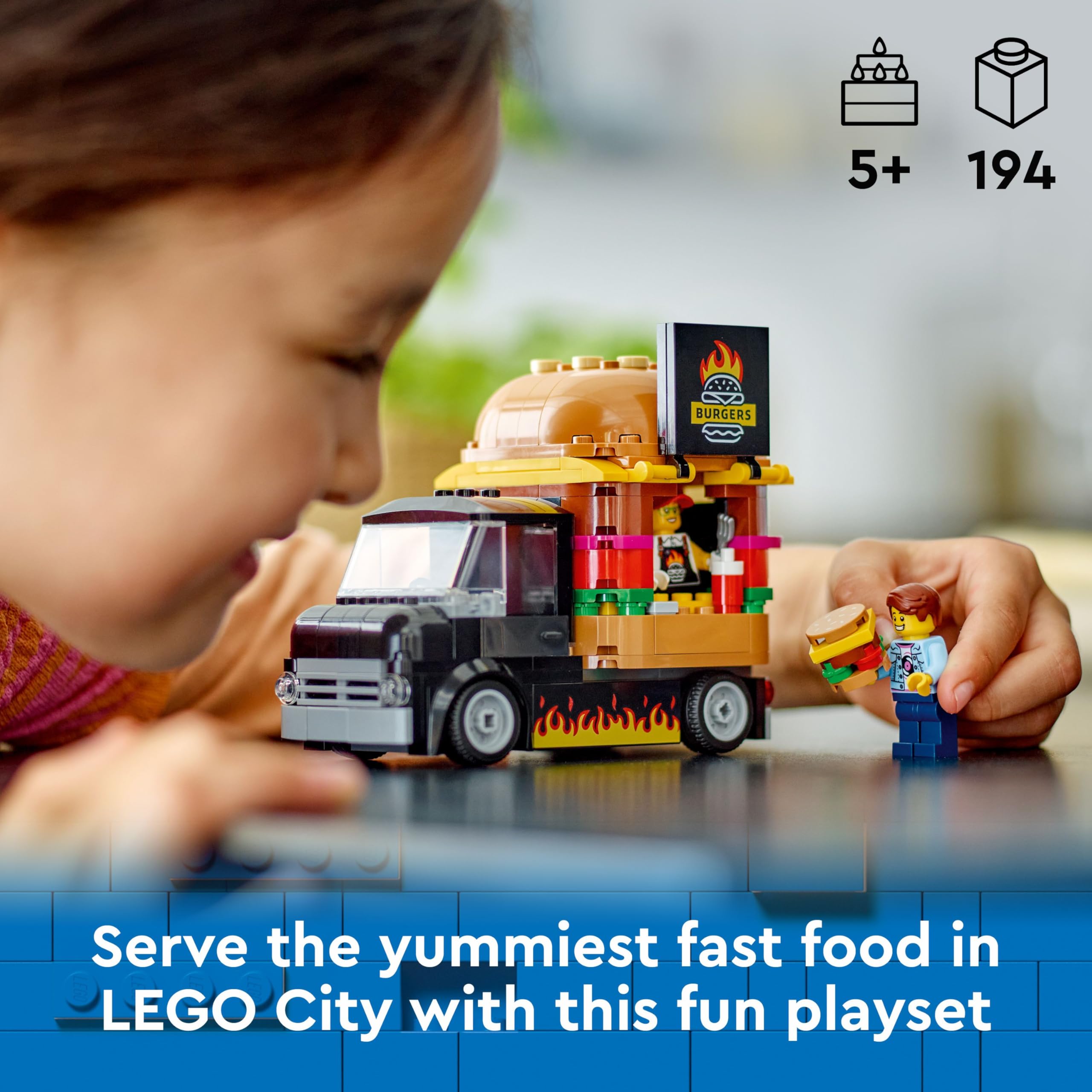 LEGO City Burger Van Building Set 60404 | Ages 5+ | Includes Food Truck & Minifigures