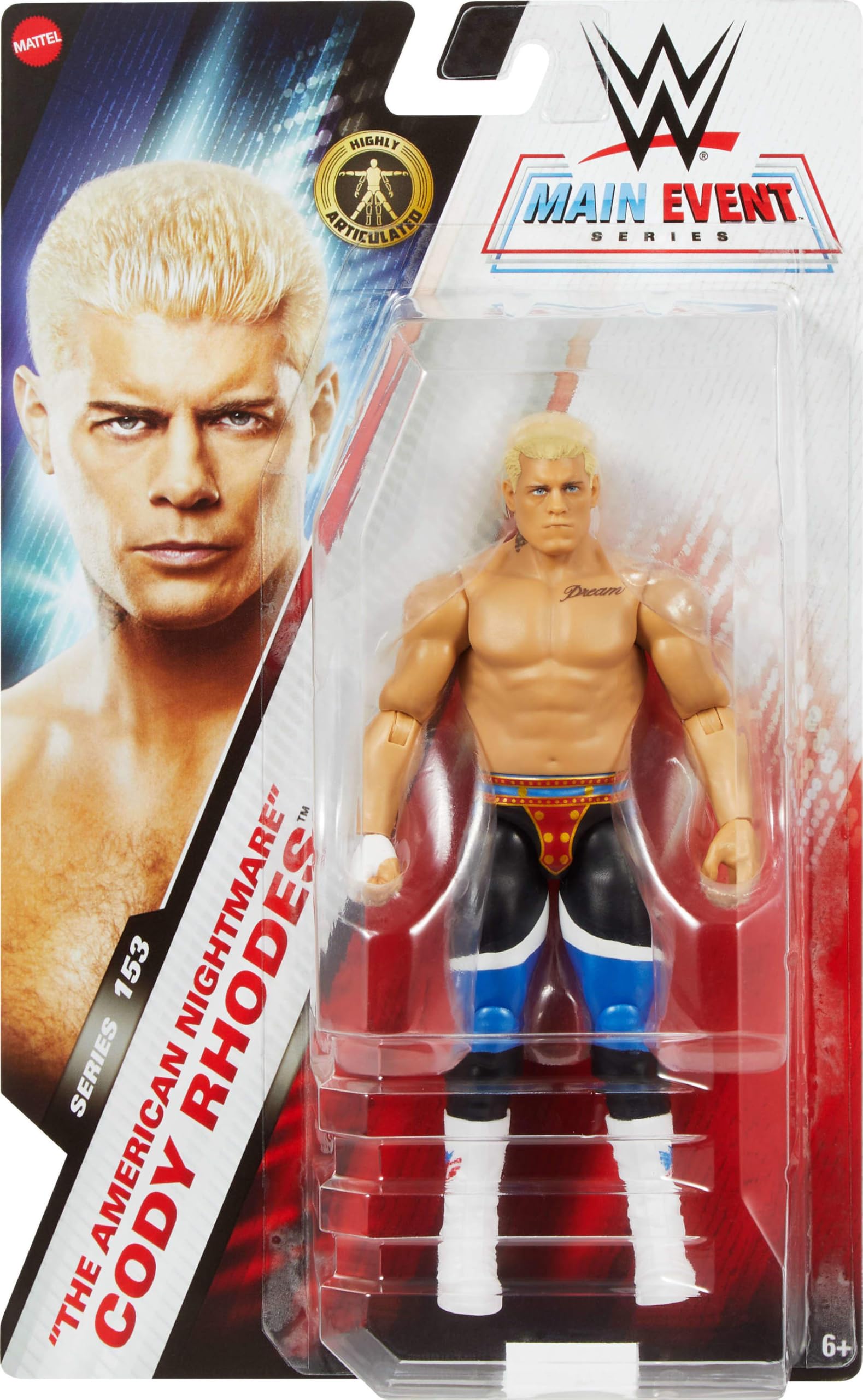 Mattel WWE Cody Rhodes “The American Nightmare” Action Figure - 6-Inch Scale with TrueFX Detail, 10-Point Articulation 6
