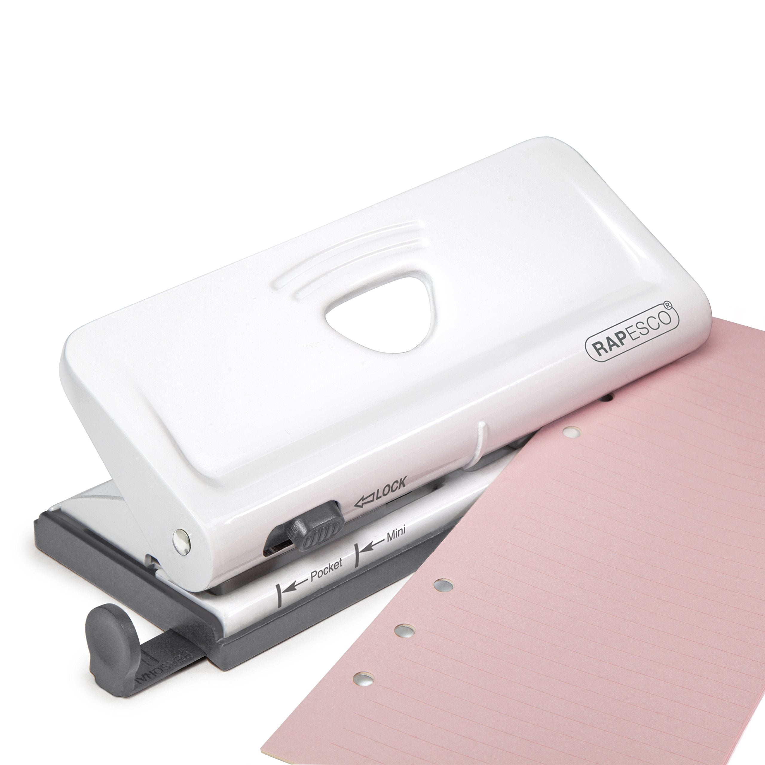RAPESCO 1321 Adjustable 6-Hole Organiser/Diary Punch - 10 Sheet Capacity | White Metal Chassis 2