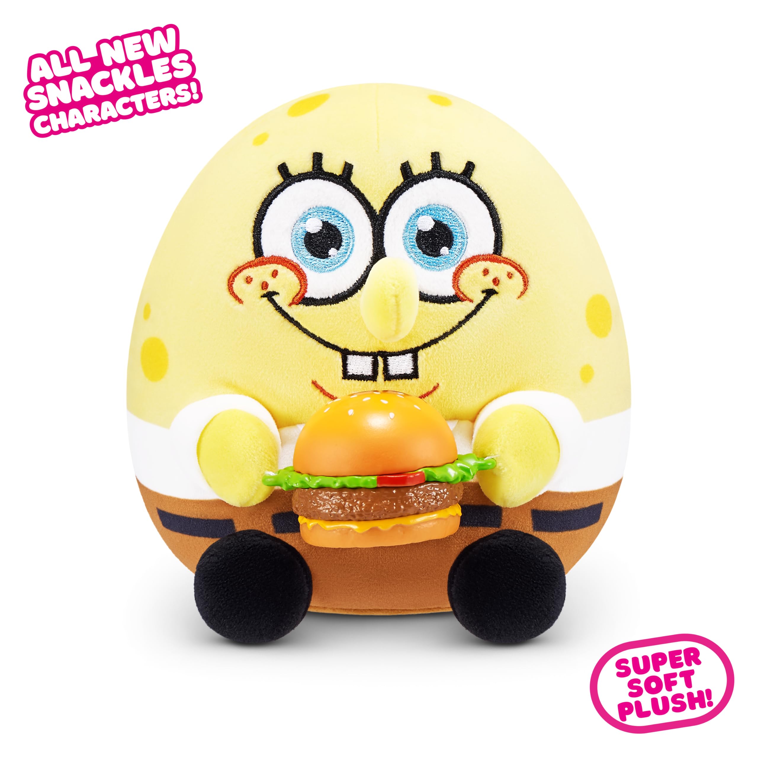 Snackles 5-inch SpongeBob Squarepants Plush by ZURU - Super-Soft Stuffed Animal for Kids 5