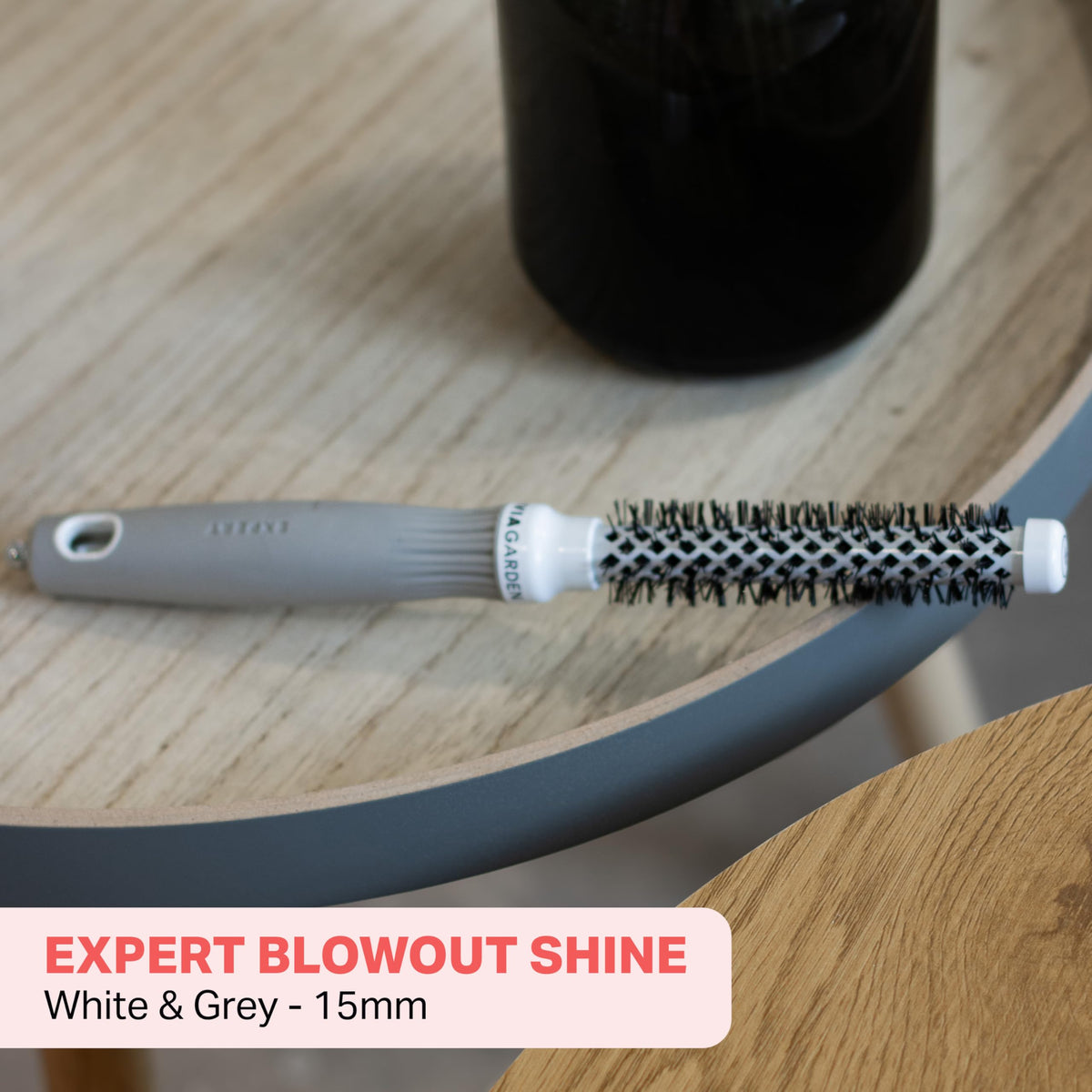 Olivia Garden Expert Blowout Shine Ceramic Round Brush - 15 mm, White & Grey