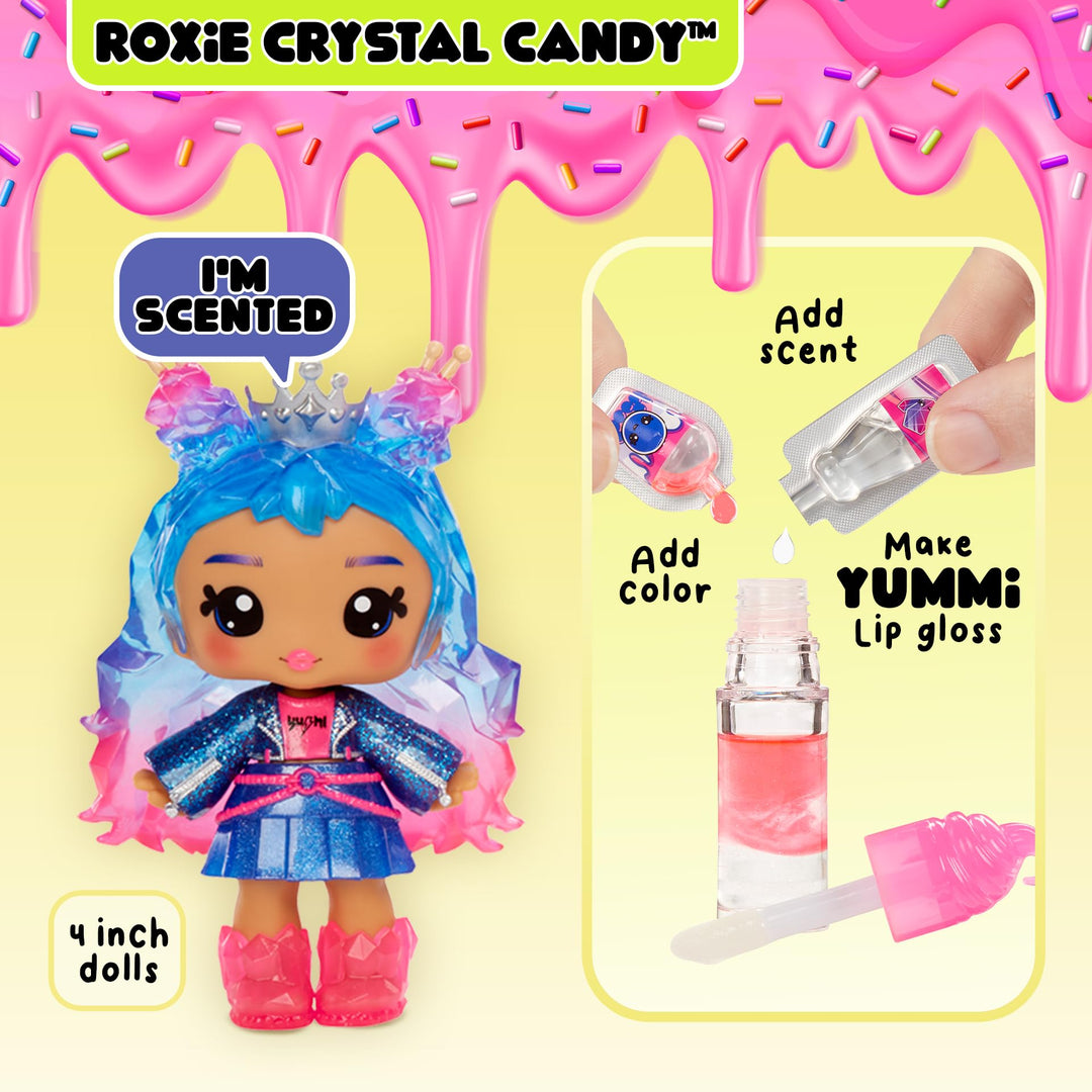 Yummiland Lip Gloss Doll - Roxie Crystal Candy - DIY Scented Lip Gloss Playset for Ages 3+