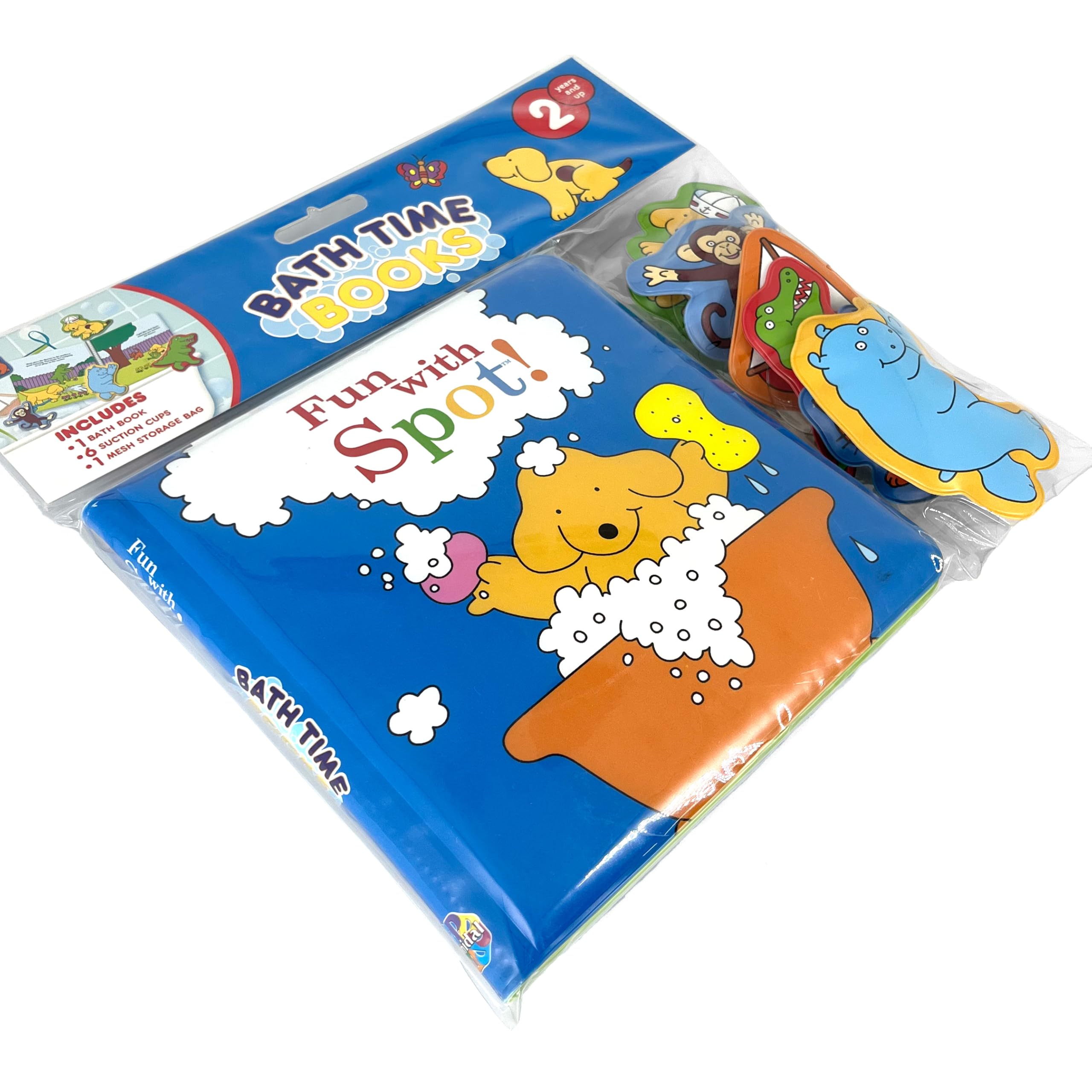 Phidal Fun with Spot! Bath Time Books Activity Book | Includes 6 Padded Suction Cups & Mesh Bag | Ages 2+