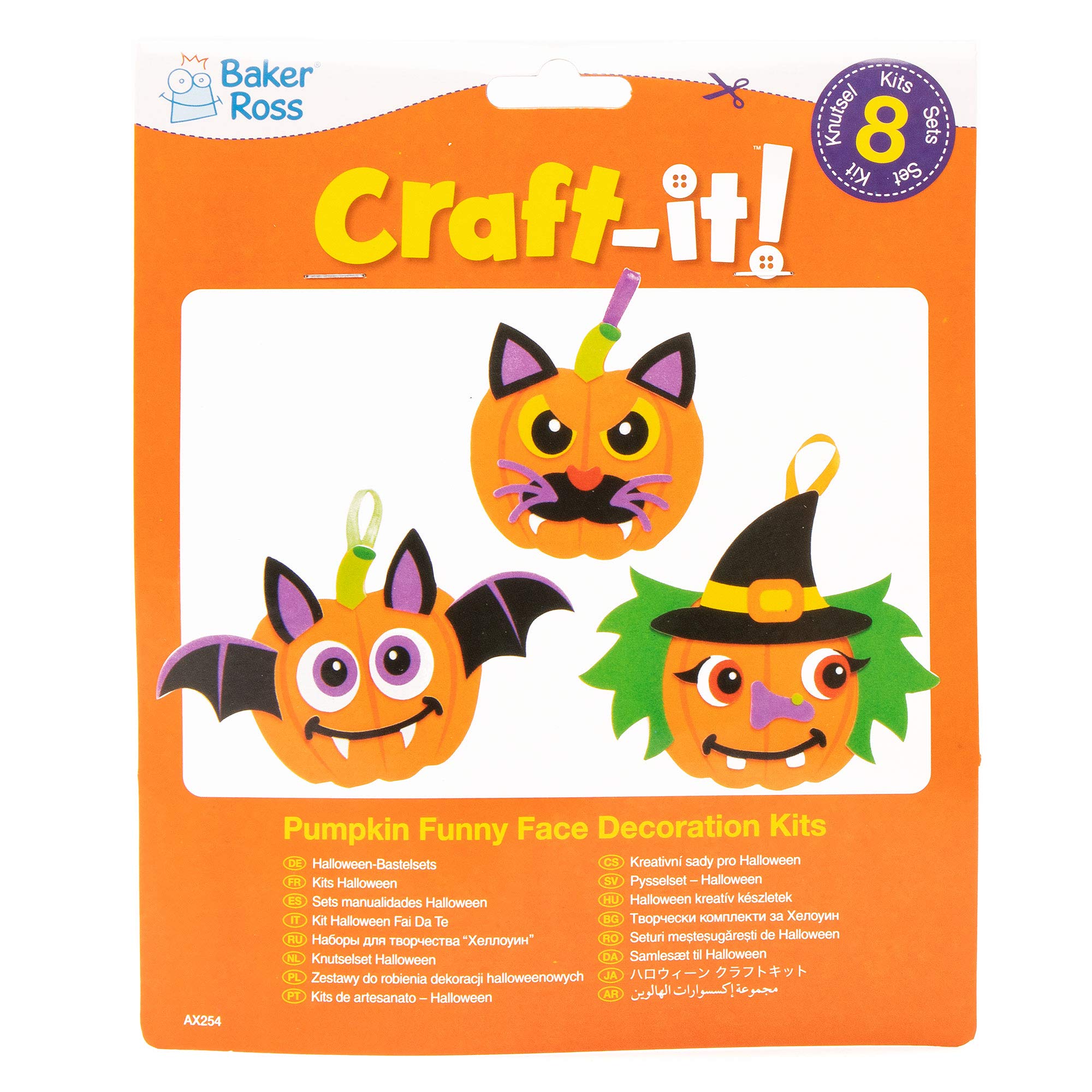 Baker Ross Kürbis-Mix-and-Match-Bastelsets für Halloween-Dekorationen – 8er-Pack 5