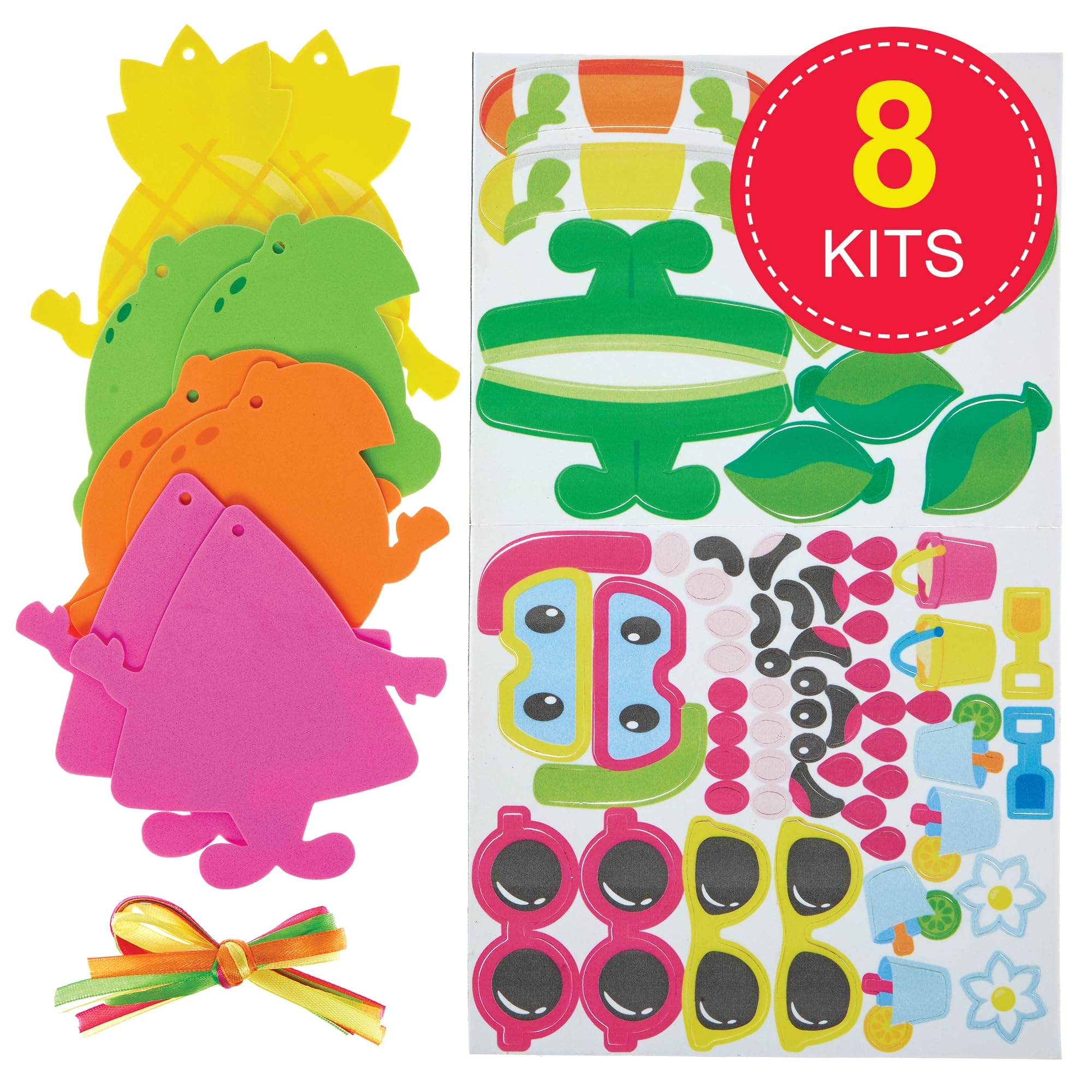 Baker Ross Summer Fruit Mix & Match Decoration Kits - Pack of 8 Foam Craft Kits