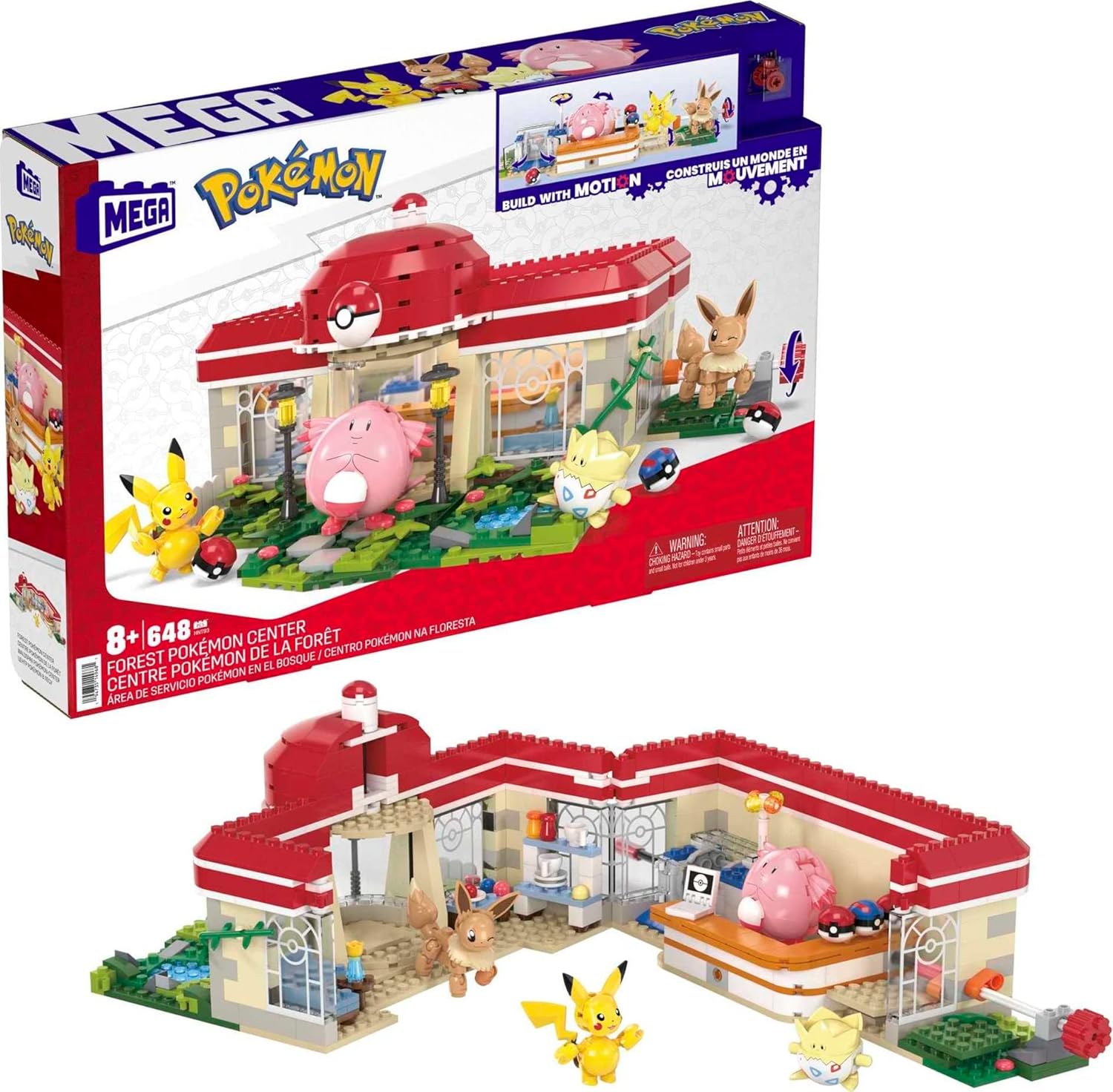MEGA Pokémon Action Figure Building Set - 648-Piece Forest Pokémon Center with Motion Brick