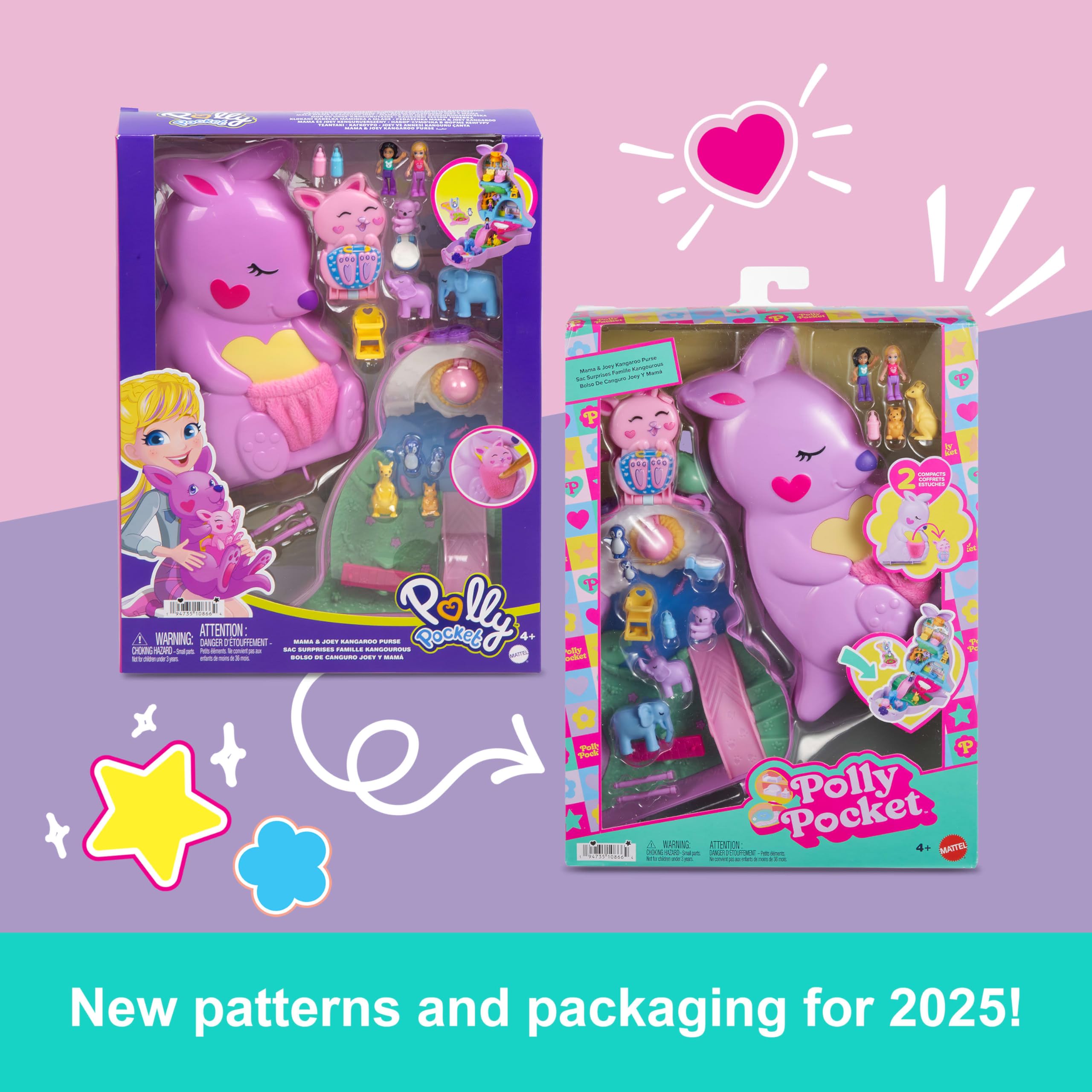 Polly Pocket Mama and Joey Kangaroo Purse 2-in-1 Compact Playset - Ages 4+ 8
