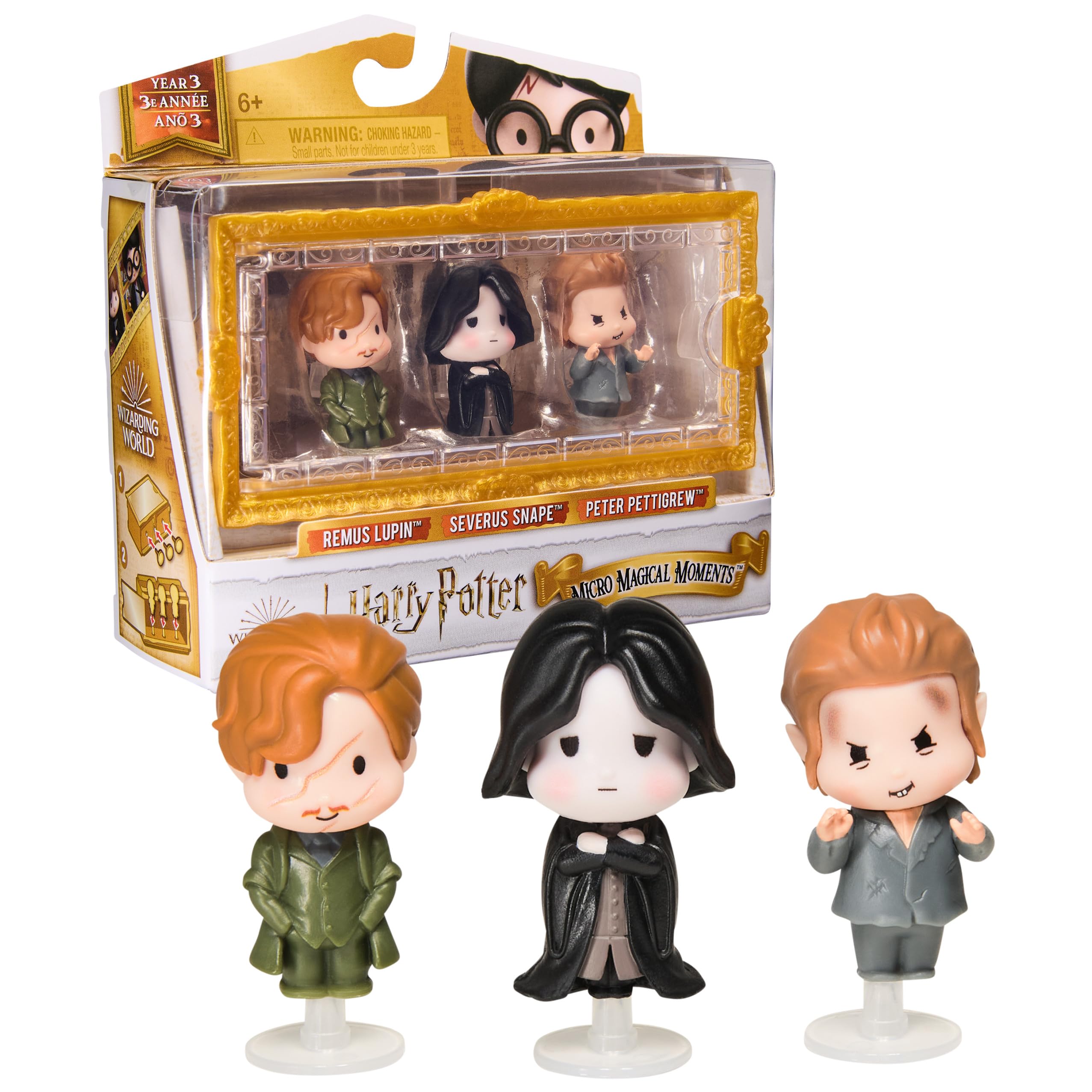 Wizarding World Harry Potter Micro Magical Moments Year 3 Figure Set - Remus Lupin, Severus Snape & Peter Pettigrew with Display Case
