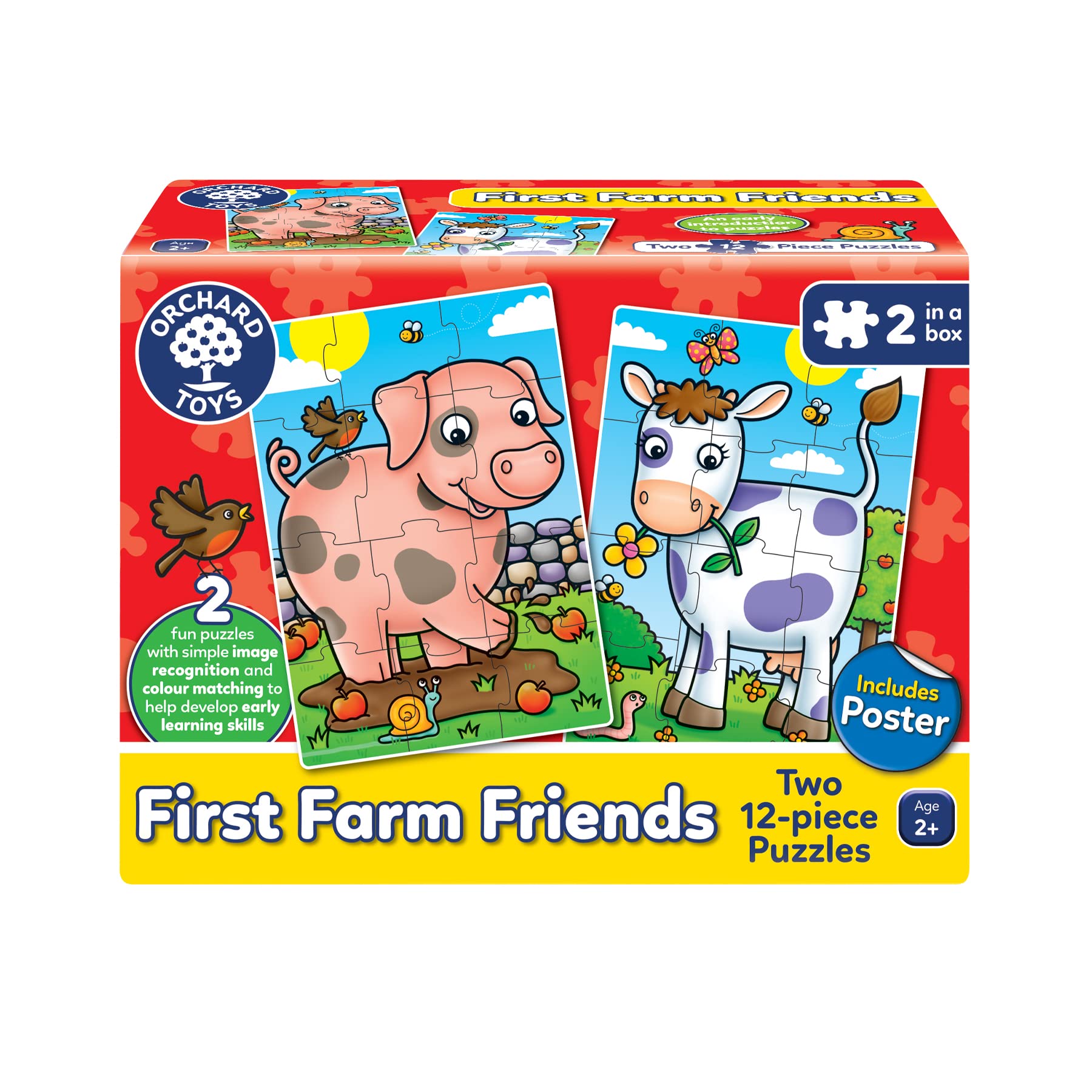 Orchard Toys First Farm Friends Jigsaw Puzzle - Two 12-Piece Puzzles for Ages 2+ 1