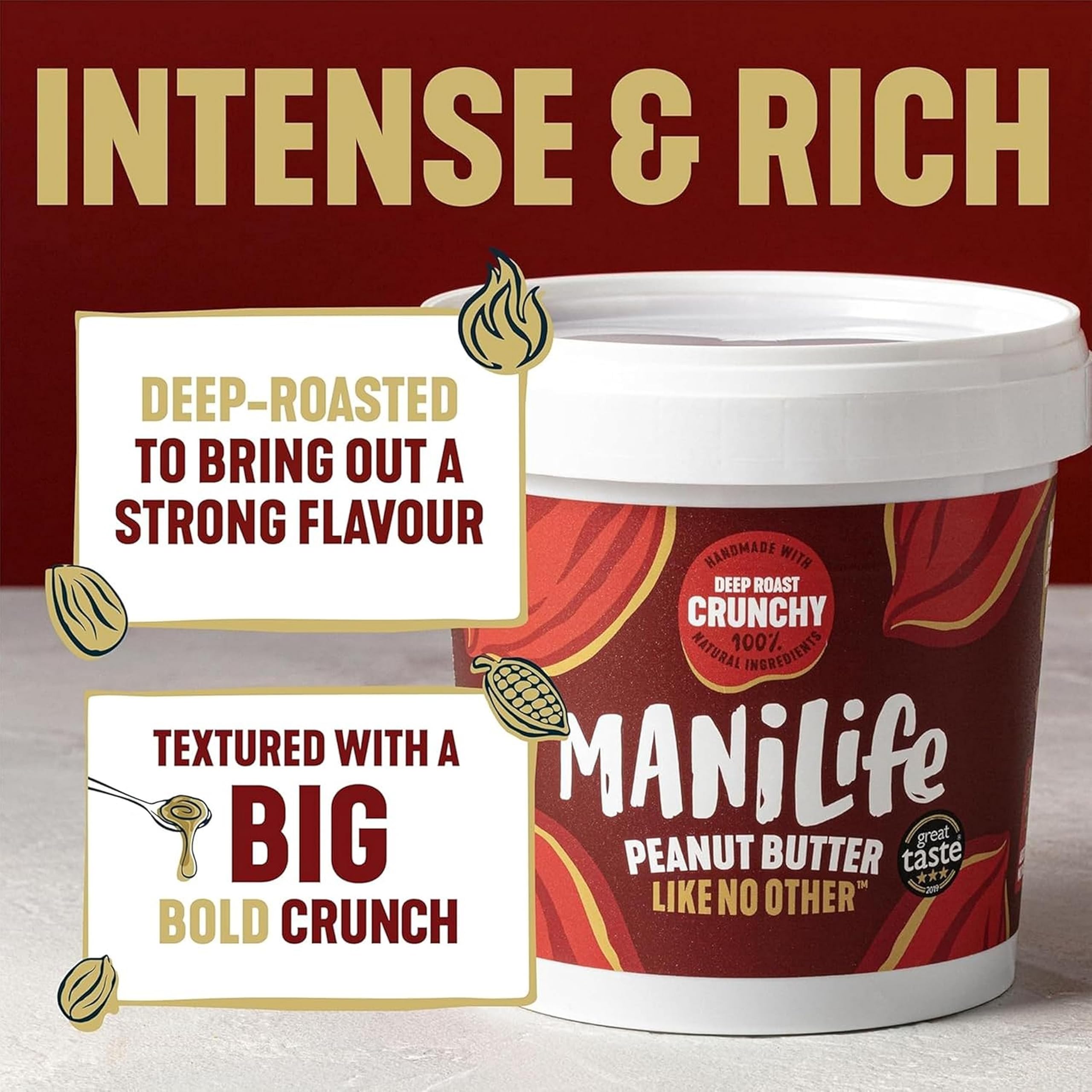 ManiLife Deep Roast Crunchy Peanut Butter, 900g - Single Origin Argentine Peanuts, No Palm Oil, No Added Sugar, Vegan 5