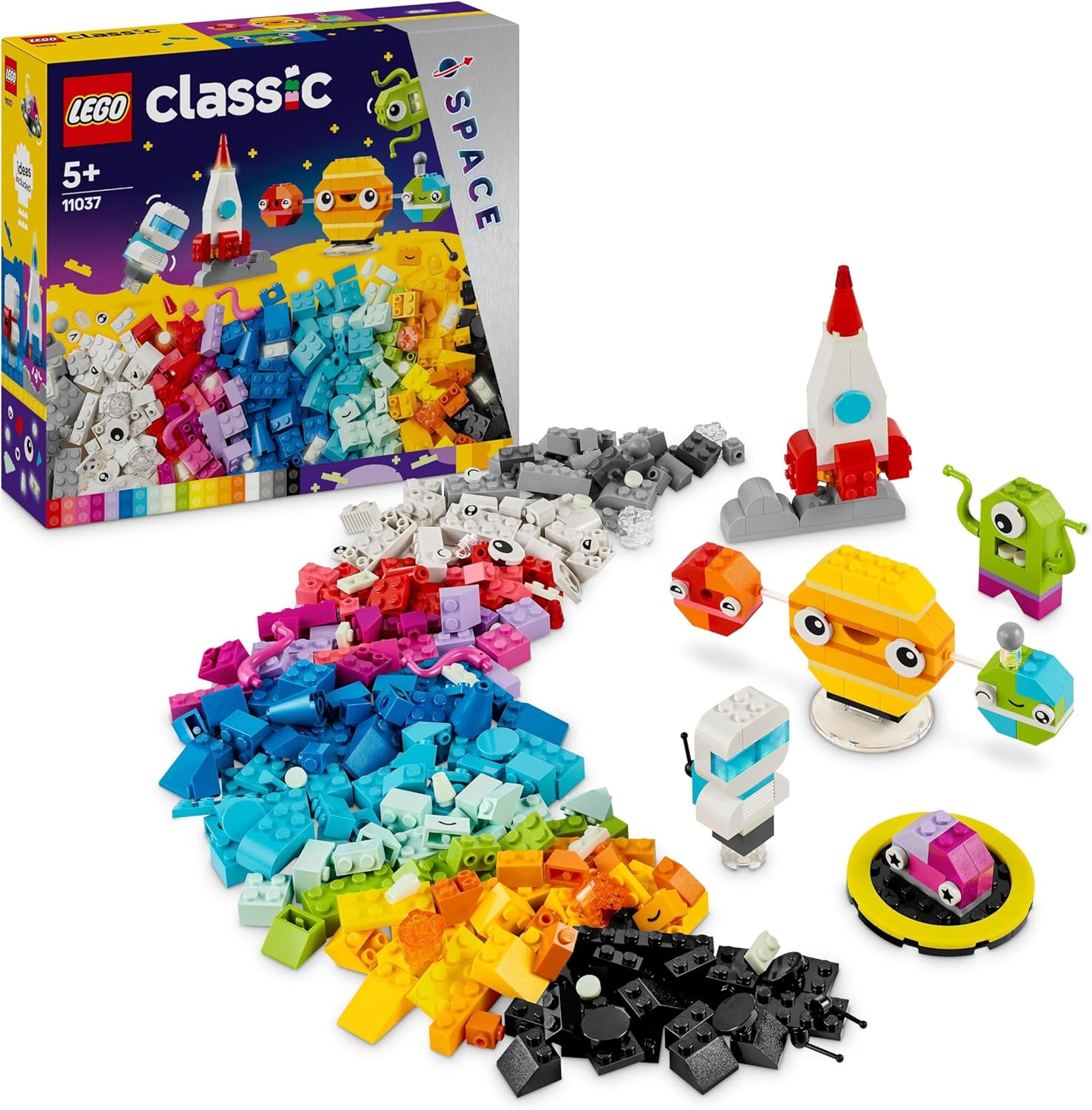 LEGO Classic Creative Space Planets Brick Box - Solar System Building Set for Kids 5+
