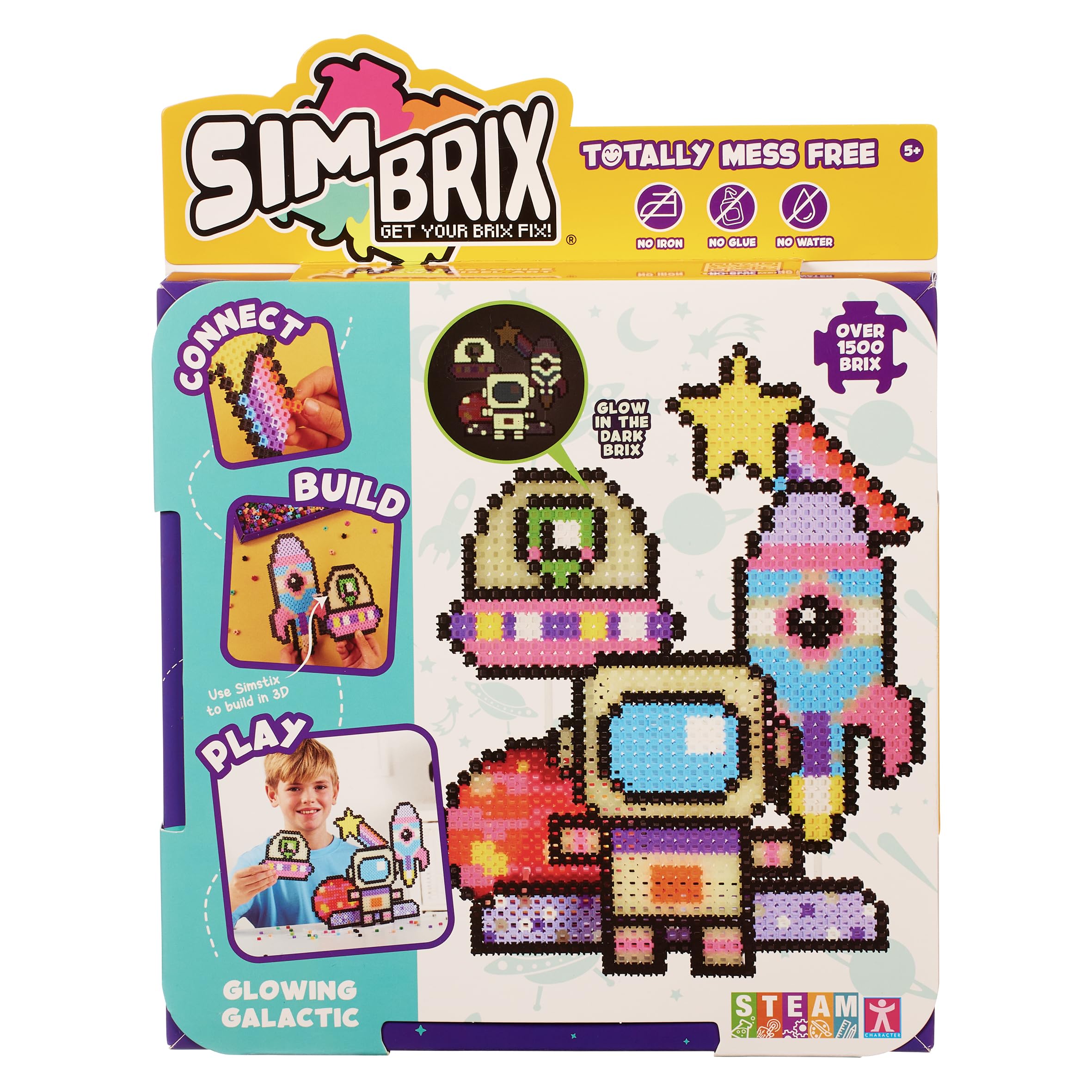 Character Options Simbrix Theme Pack Glowing Galactic - 1500+ Brix Building Set for Kids 5+ 8
