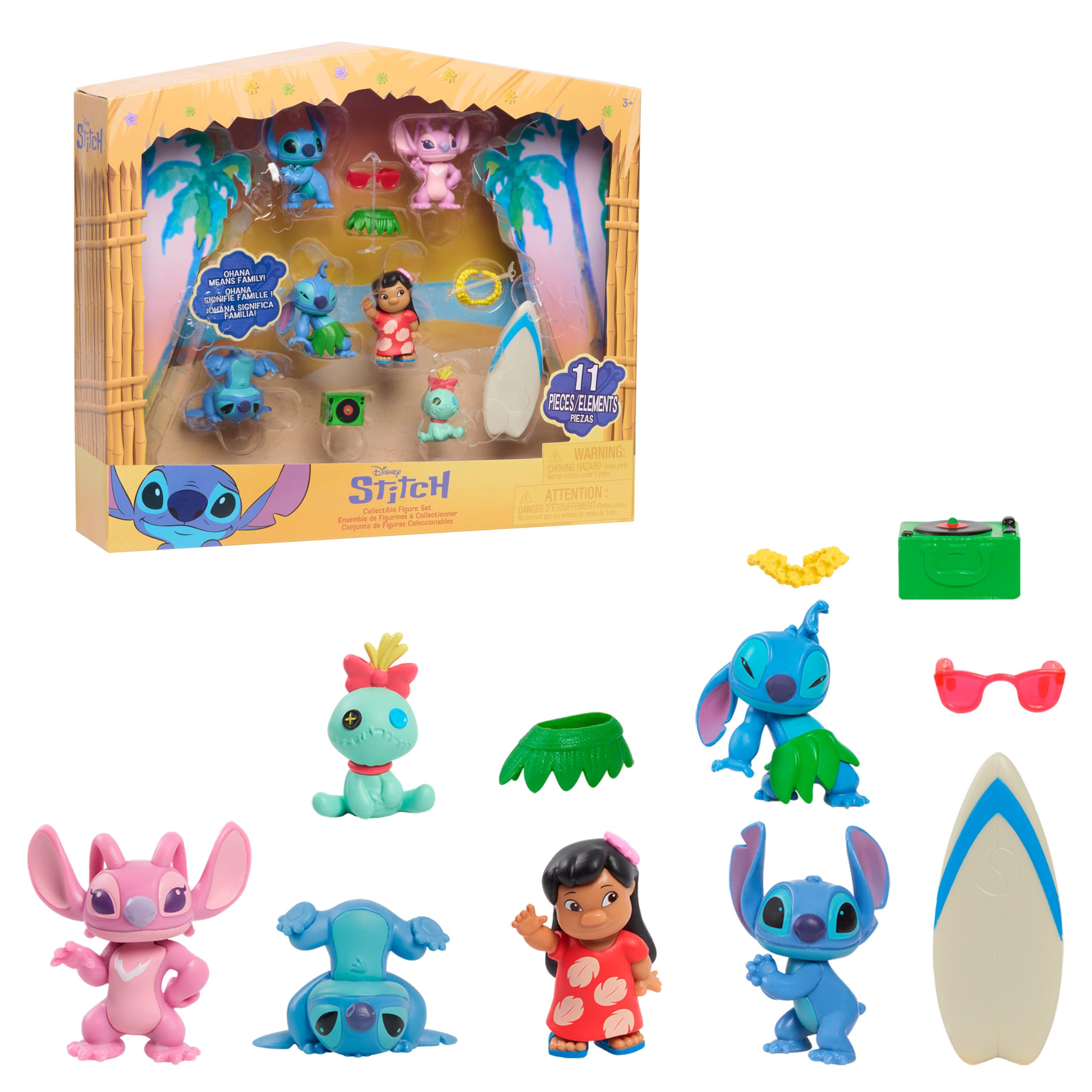 Just Play Disney Lilo & Stitch - 11-Piece Collectible Figure Set with Accessories