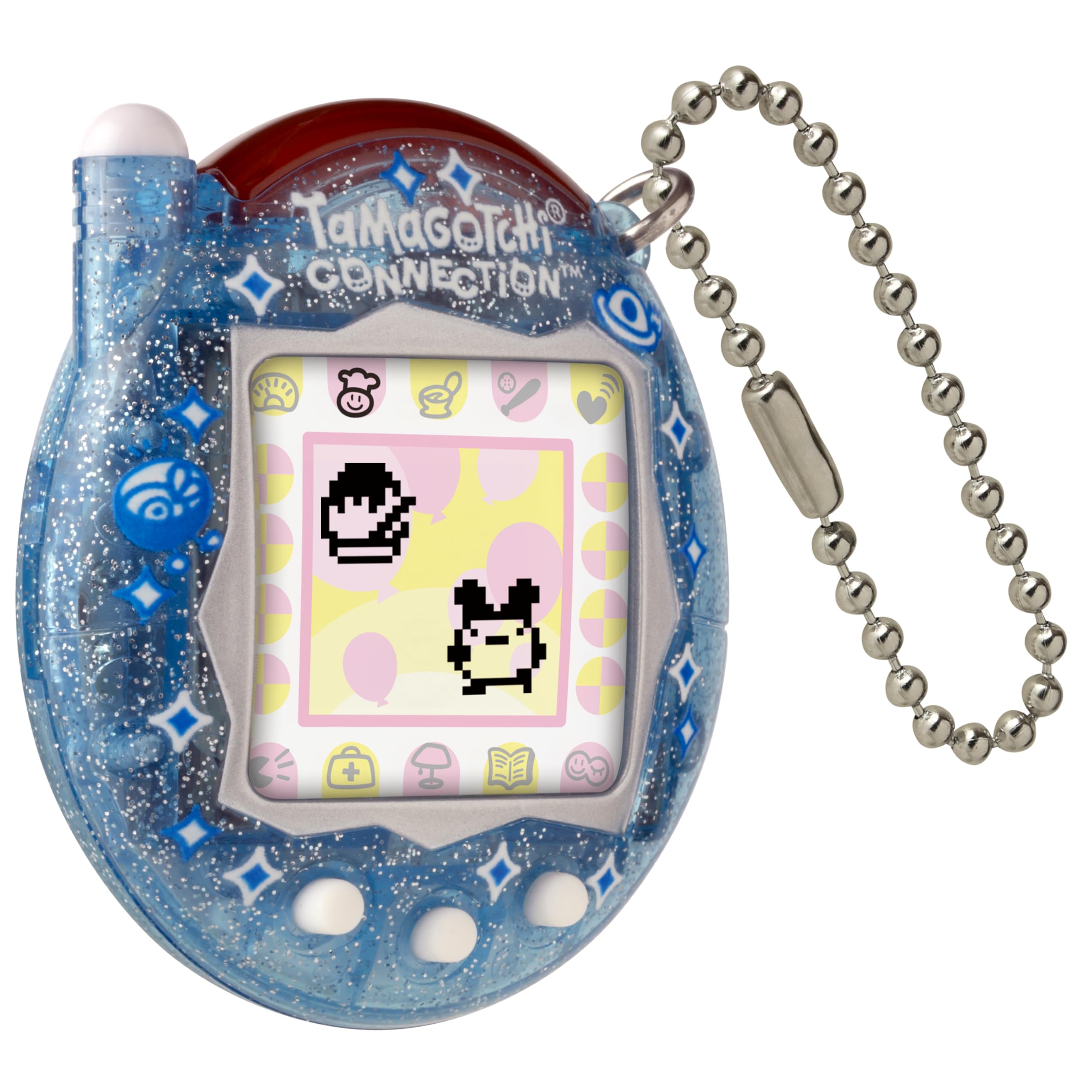 Tamagotchi Connection Digital Pet - Blue Glitter Shell with Infrared Connection for Kids 8+ 5