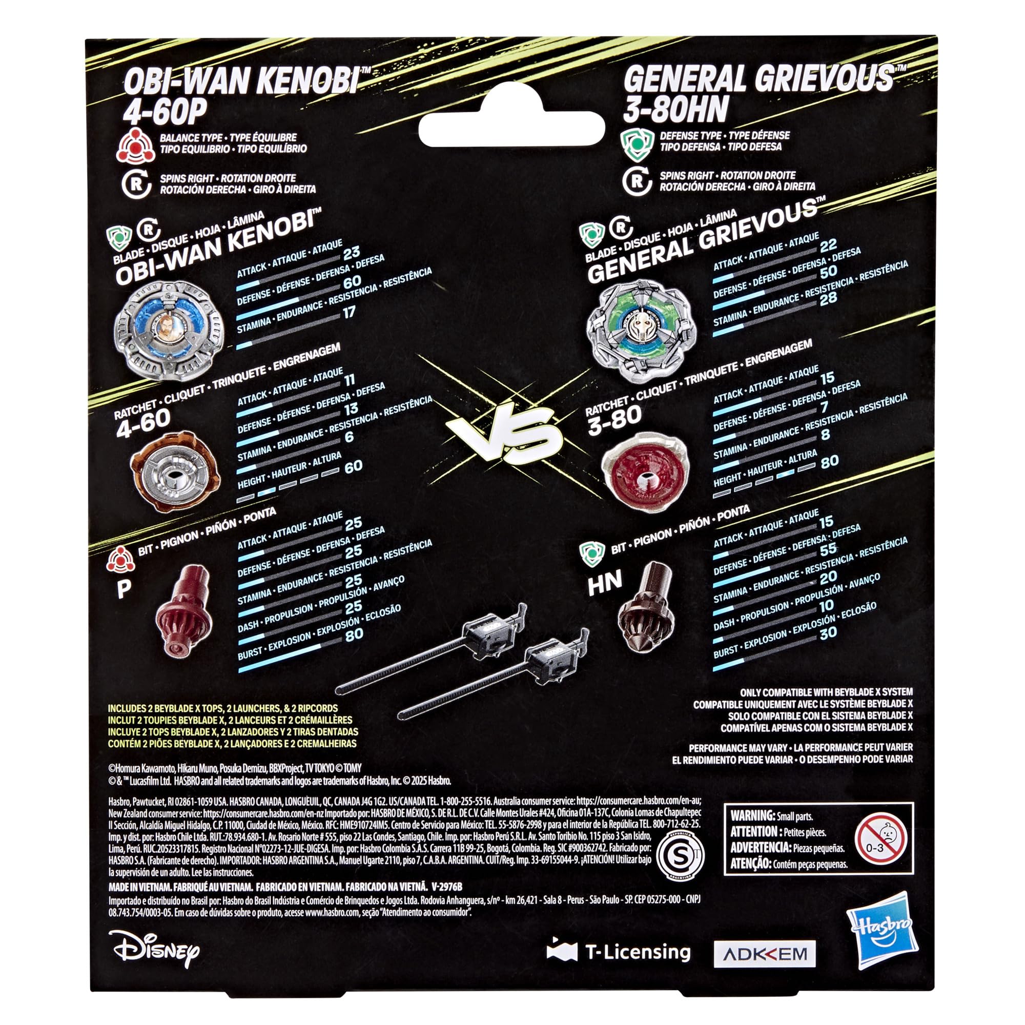 Beyblade Beyblade X Obi-Wan Kenobi 4-60P vs General Grievous 3-80HN Star Wars Collab Set 6