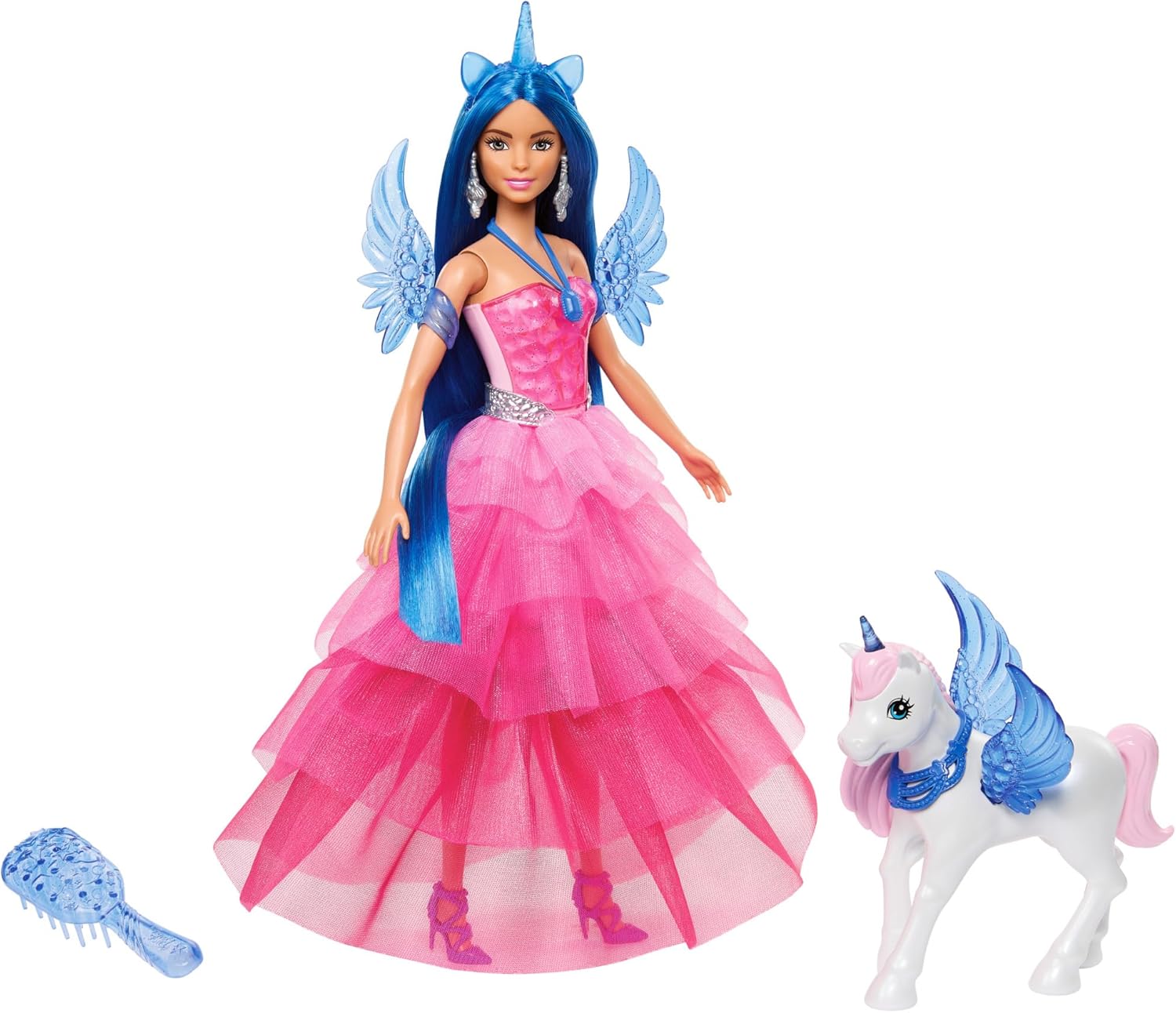Barbie Unicorn Toy - 65th Anniversary Alicorn Doll with Blue Hair & Pink Gown