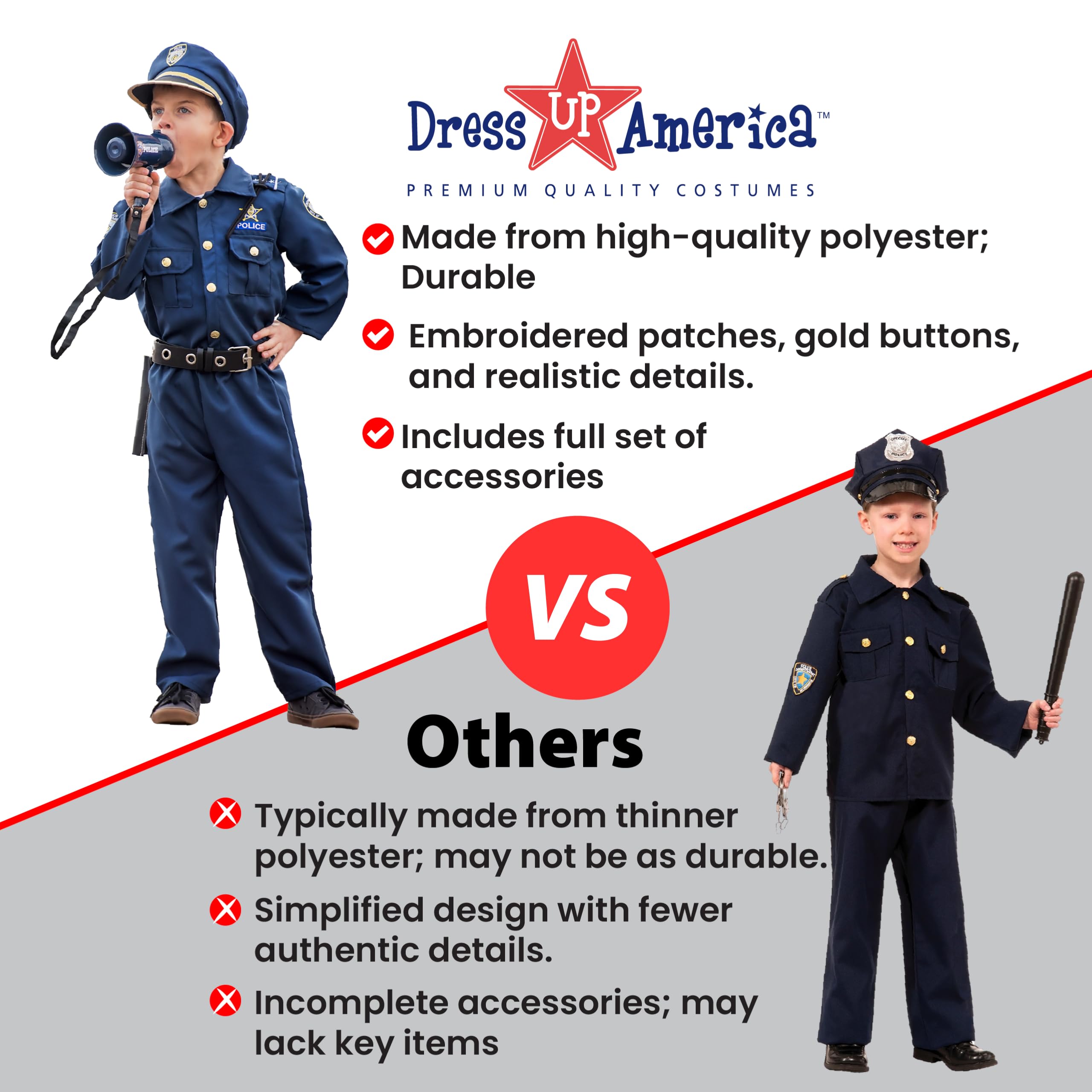 Dress Up America Children's Police Costume for Boys - Shirt and Pants 7