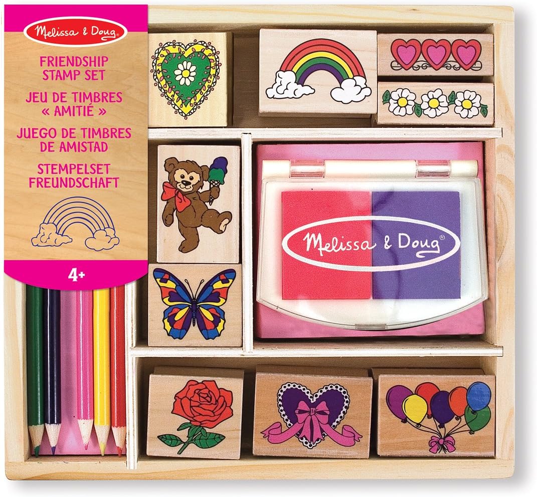 Melissa & Doug Friendship Stamp Set - 15-Piece Arts & Crafts Playset for Kids 4+