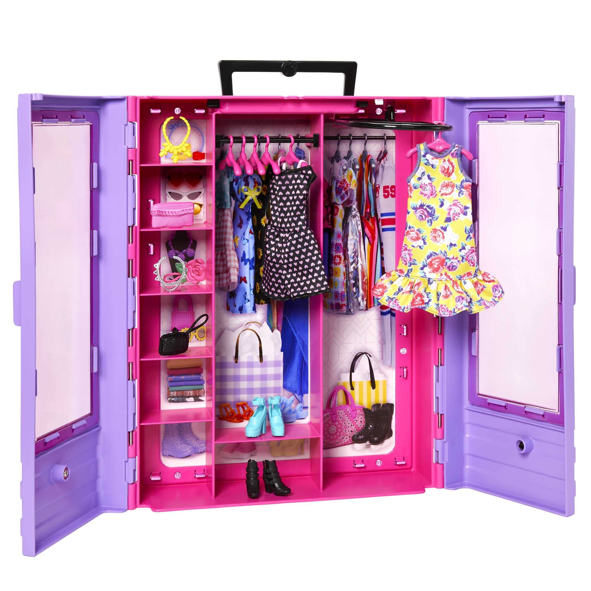 Barbie Fashionistas Ultimate Closet Playset - Doll with 3 Outfits, 6 Hangers & 15 Accessories, Ages 5-18 5