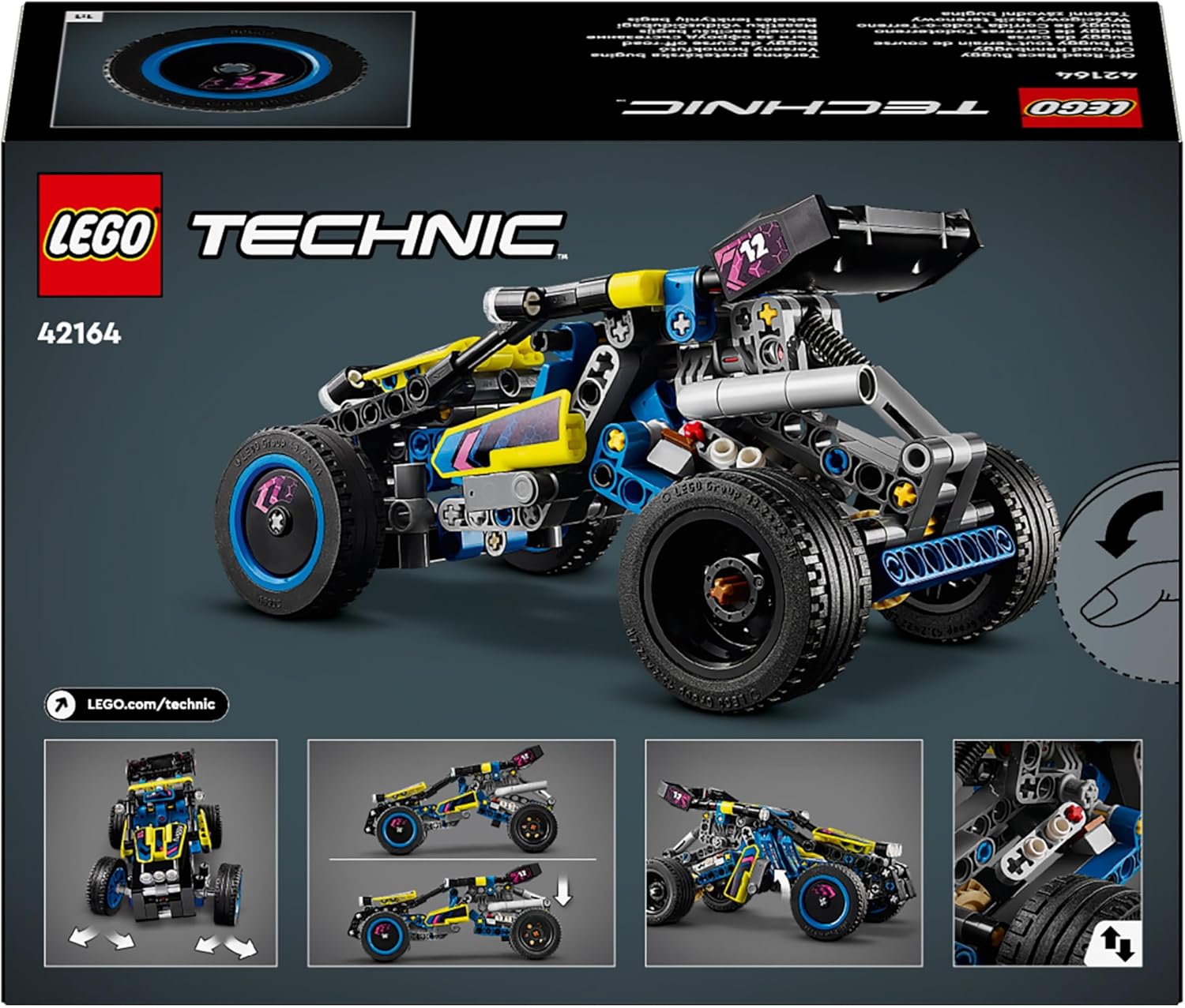 LEGO Technic Off-Road Race Buggy 42164 - 4-Cylinder Engine & Flex Steering Building Set for Kids 8+ 8