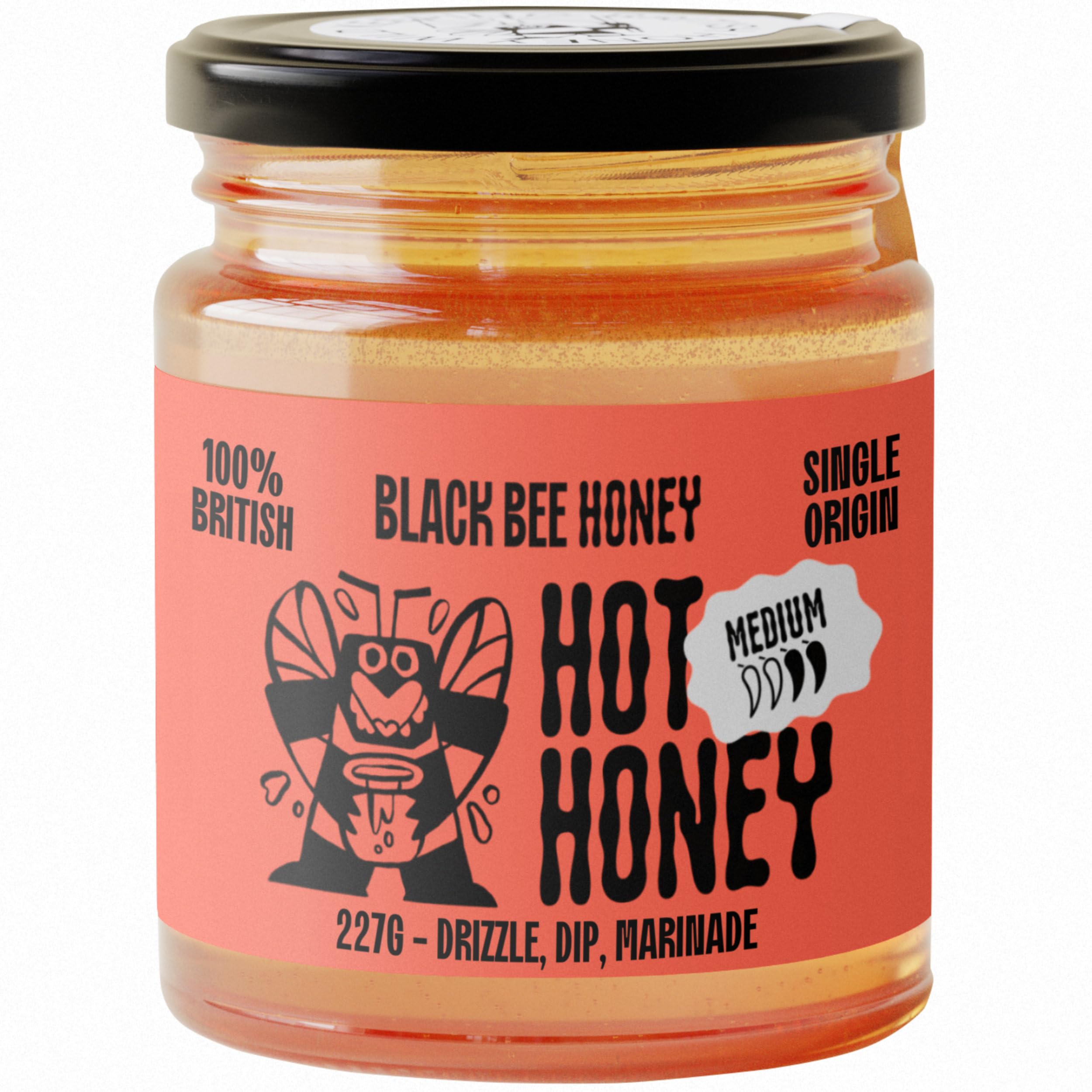 Black Bee Honey Hot Honey with Habanero Chilli - British Wildflower Honey | 227 g
