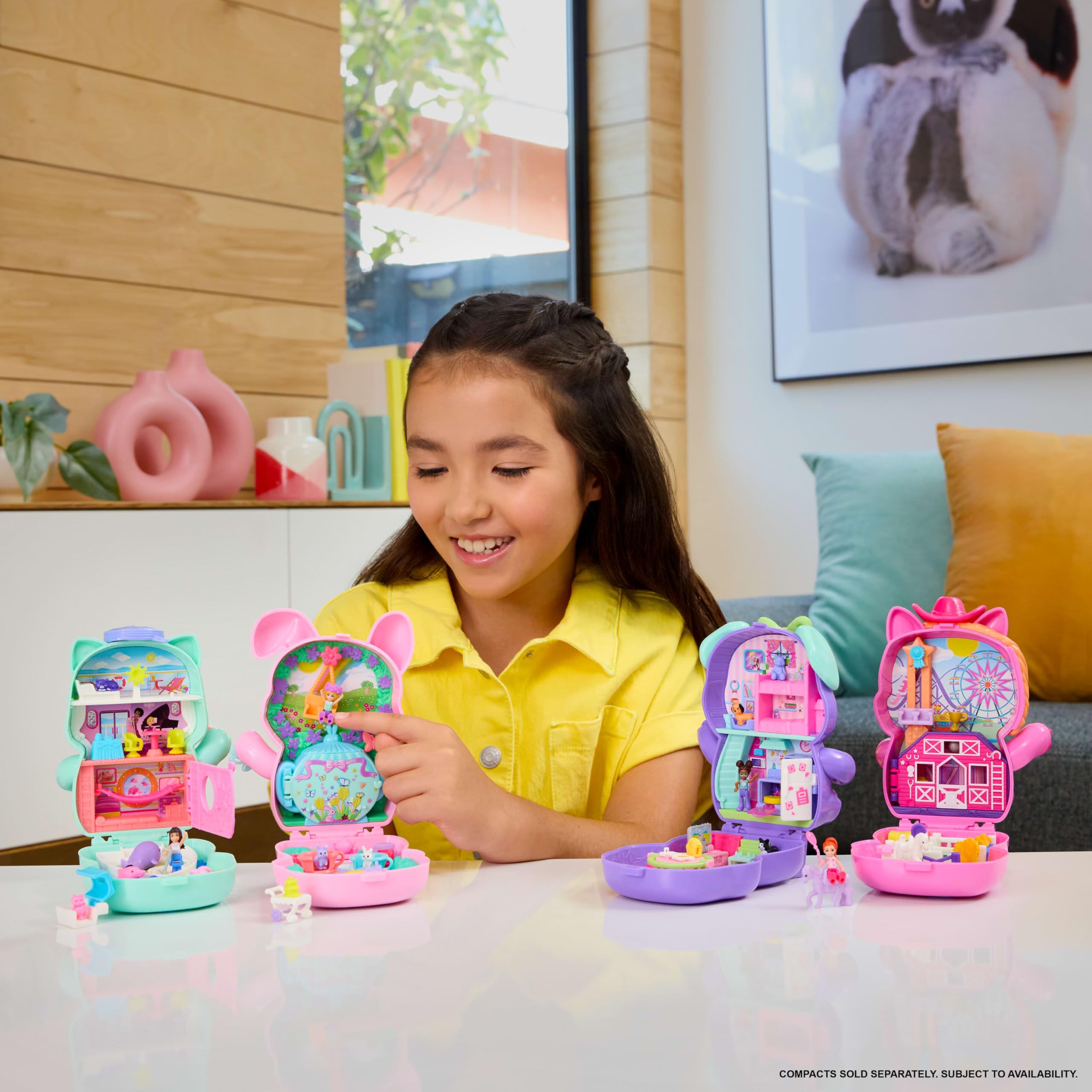 Polly Pocket Set Sail Kitty Compact Playset - Micro Doll with 10 Accessories & 2 Pet Cats, Ages 4+ 6