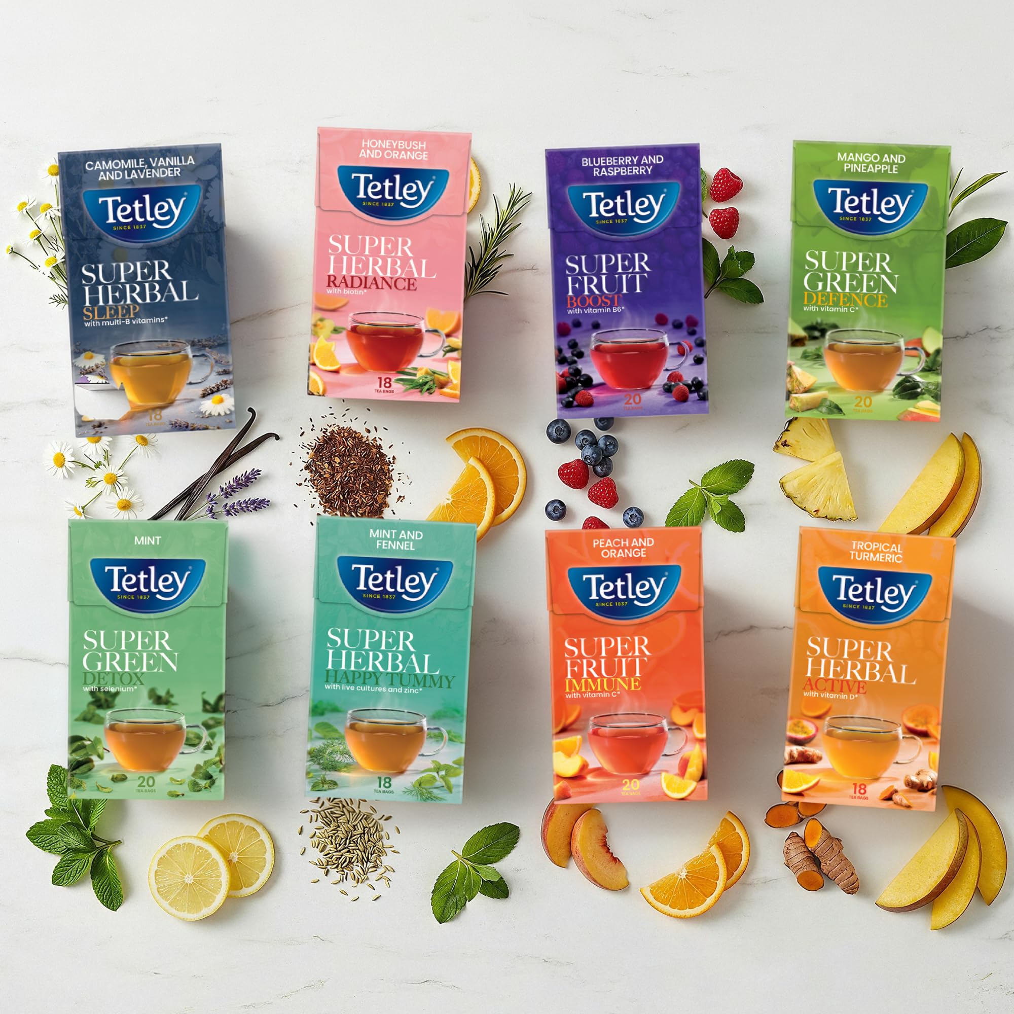 Tetley Super Herbal Happy Tummy Mint and Fennel Tea Bags for Digestion Support | 18 Count, 32.4g 6