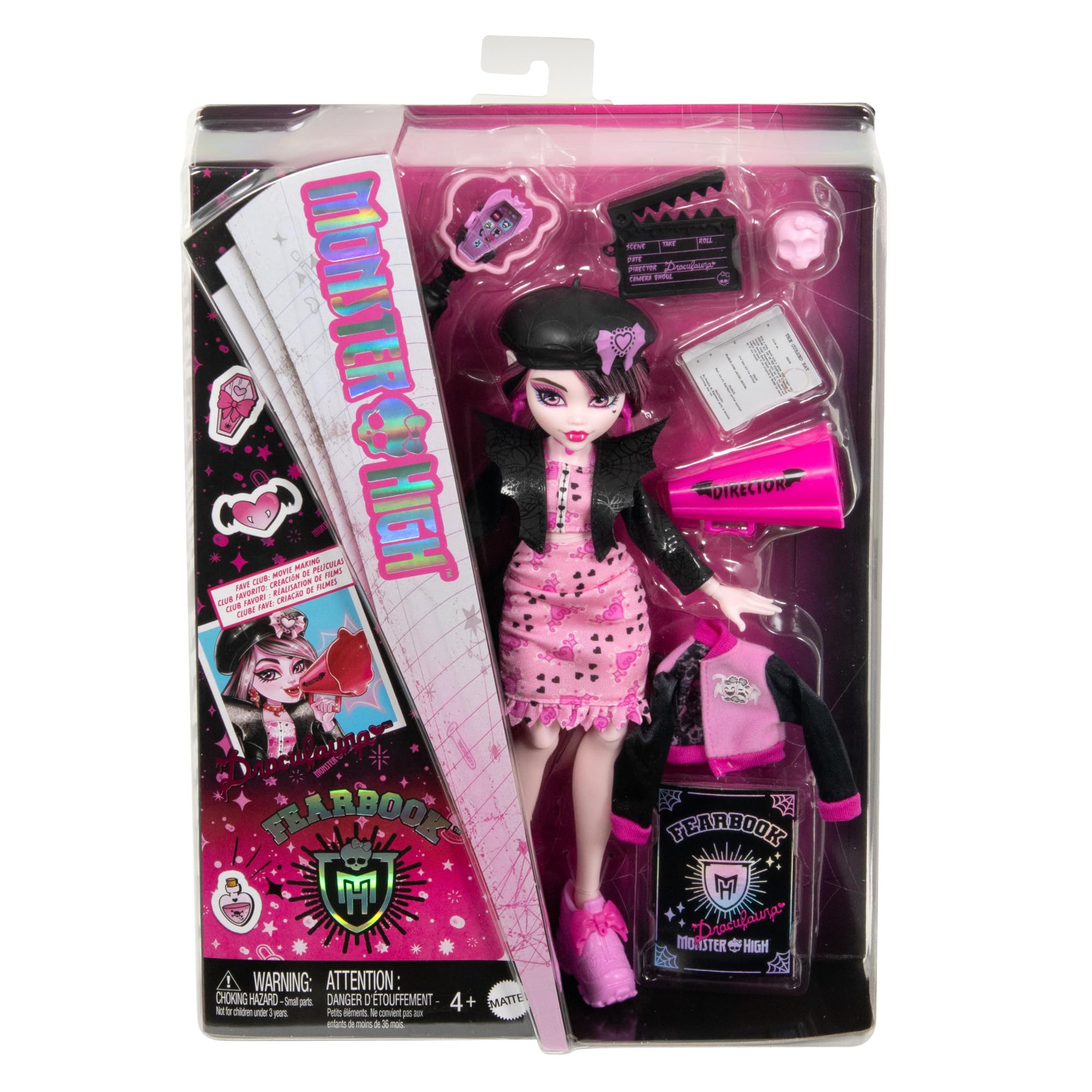 Monster High Draculaura Fearbook Doll - Movie Club Playset with Varsity Jacket & Accessories 6
