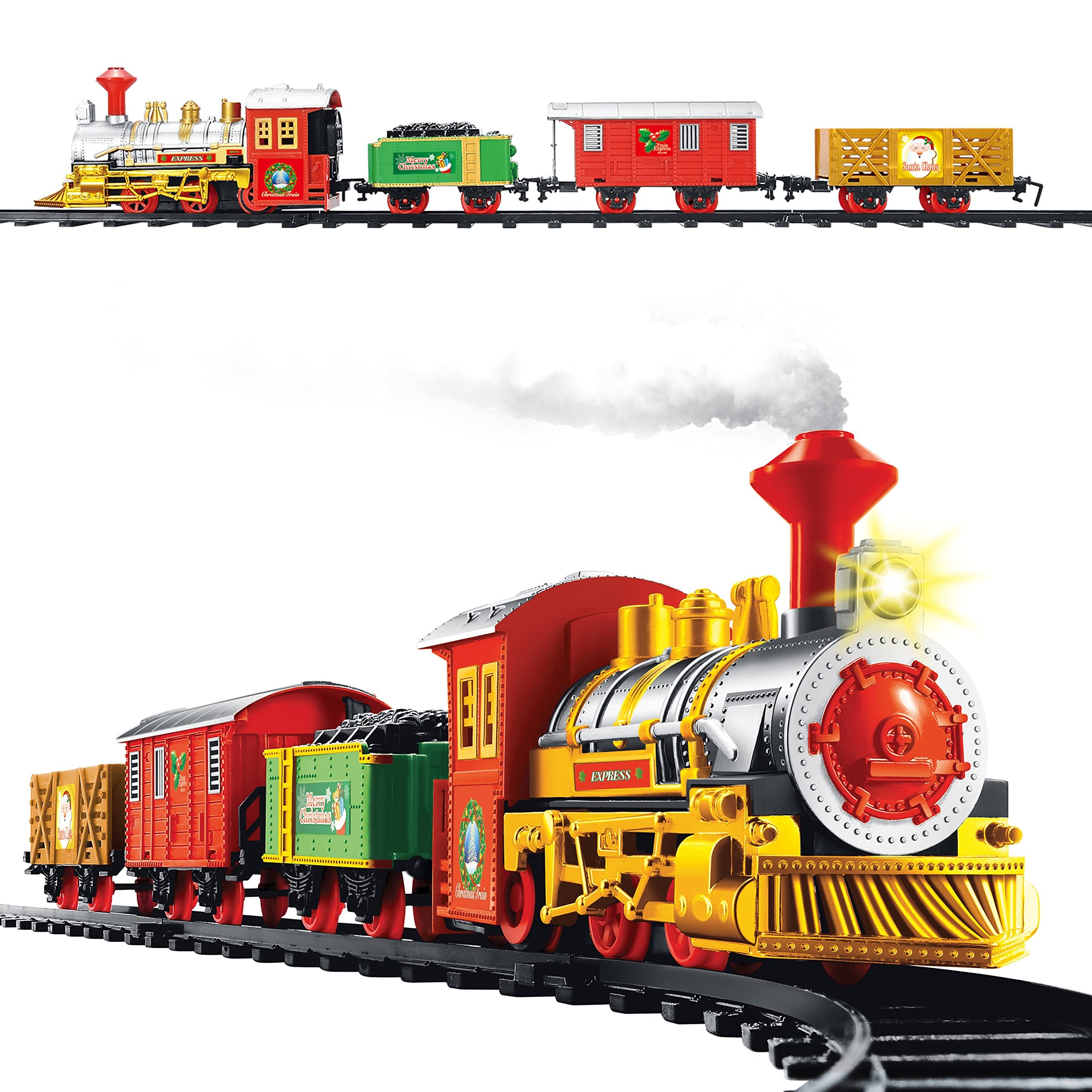 The Christmas Workshop Christmas Train Set - 14-Piece Festive Playset with Lights & Sounds 10