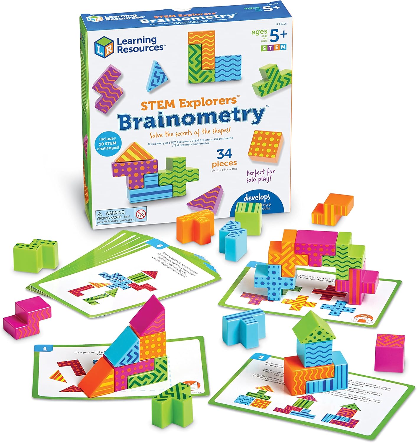Learning Resources STEM Explorers Brainometry - 2D & 3D Shape Puzzle Challenges for Ages 5+ 1
