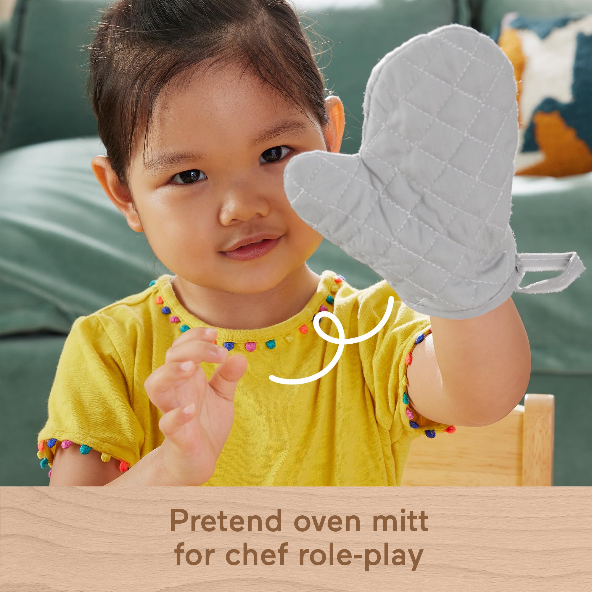 Fisher-Price Wood Kitchen Pretend Play Pots & Pans Set - 19-Piece Playset for Kids Ages 3+ 6