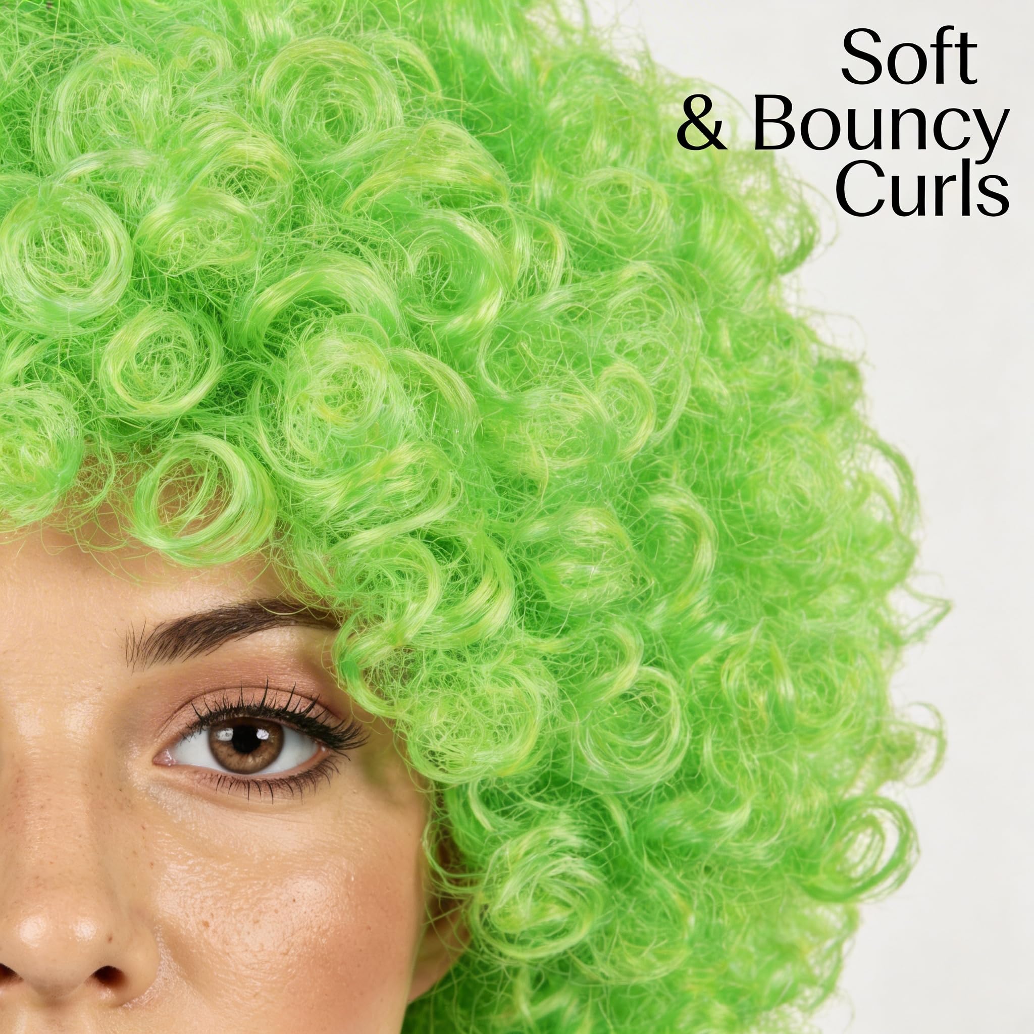 SHATCHI Unisex Adult Green Curly Bouncy Afro Wig | Fir Resistant Material | Adjustable Fit 4