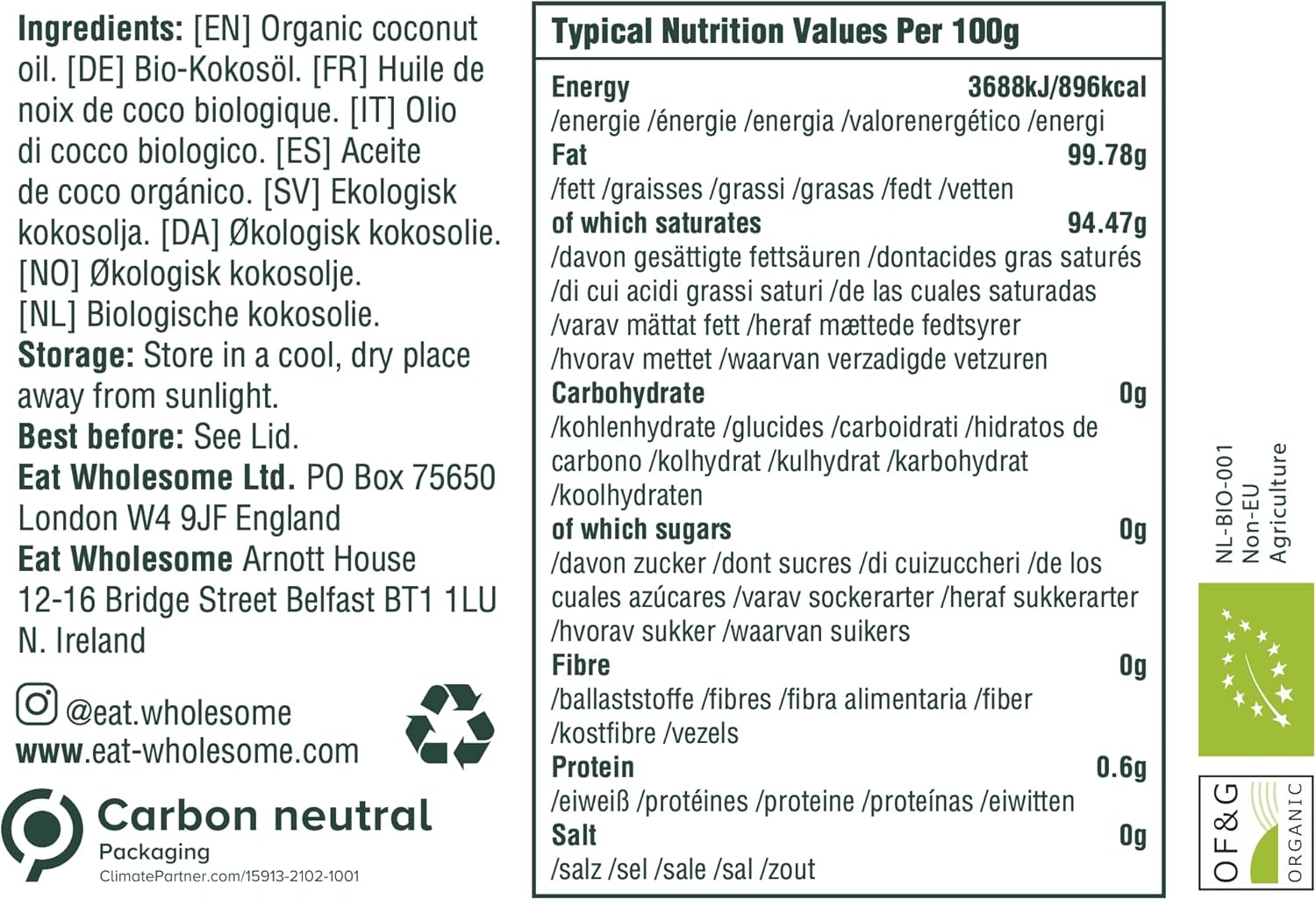 Eat Wholesome - Organic Virgin Coconut Oil (500 ml, Glass Jar) 7