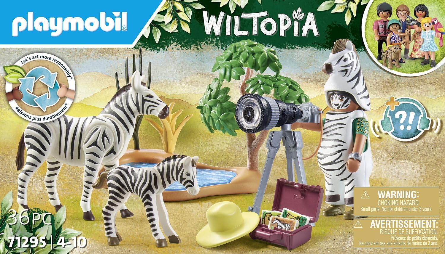 Playmobil 71295 Wiltopia Photographer with Zebras, exploring the animal kingdom, 7