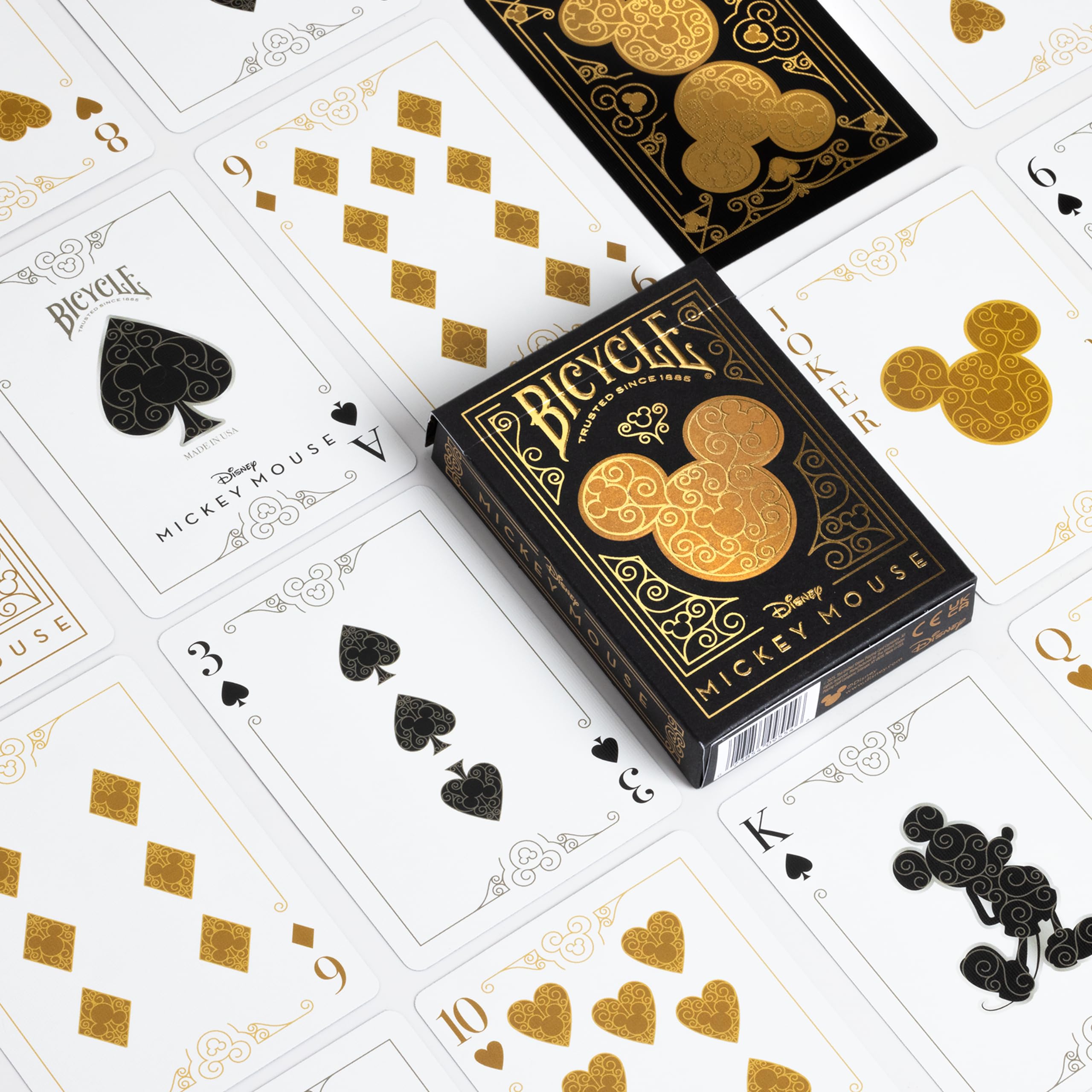 Bicycle Black/Gold Mickey Disney Playing Cards - 1 Deck, Air Cushion Finish, Professional, Superb Handling & Durability, Great Gift For Card Collectors 4