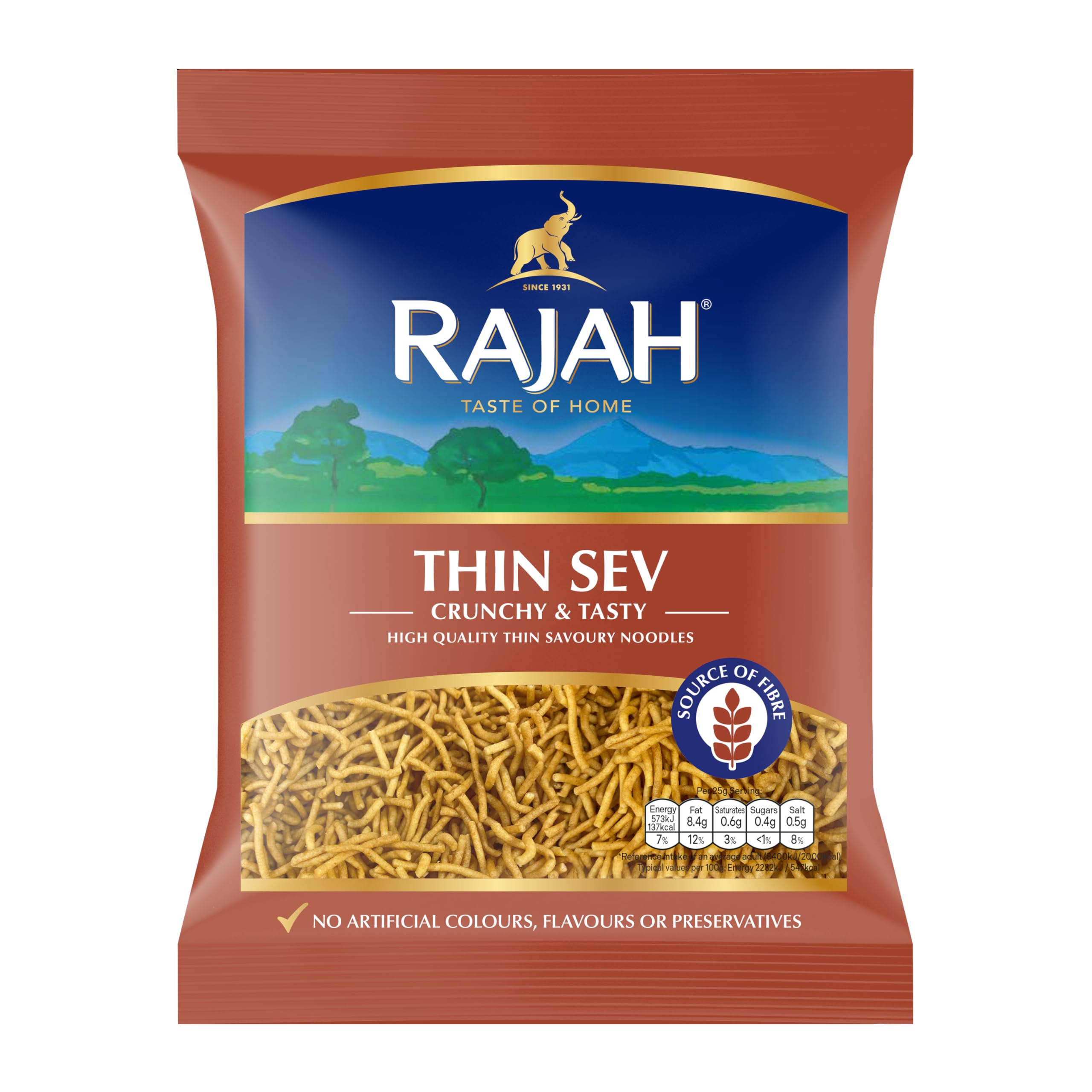 Rajah Thin Sev 200g - Crispy Gram Flour Noodles Snack