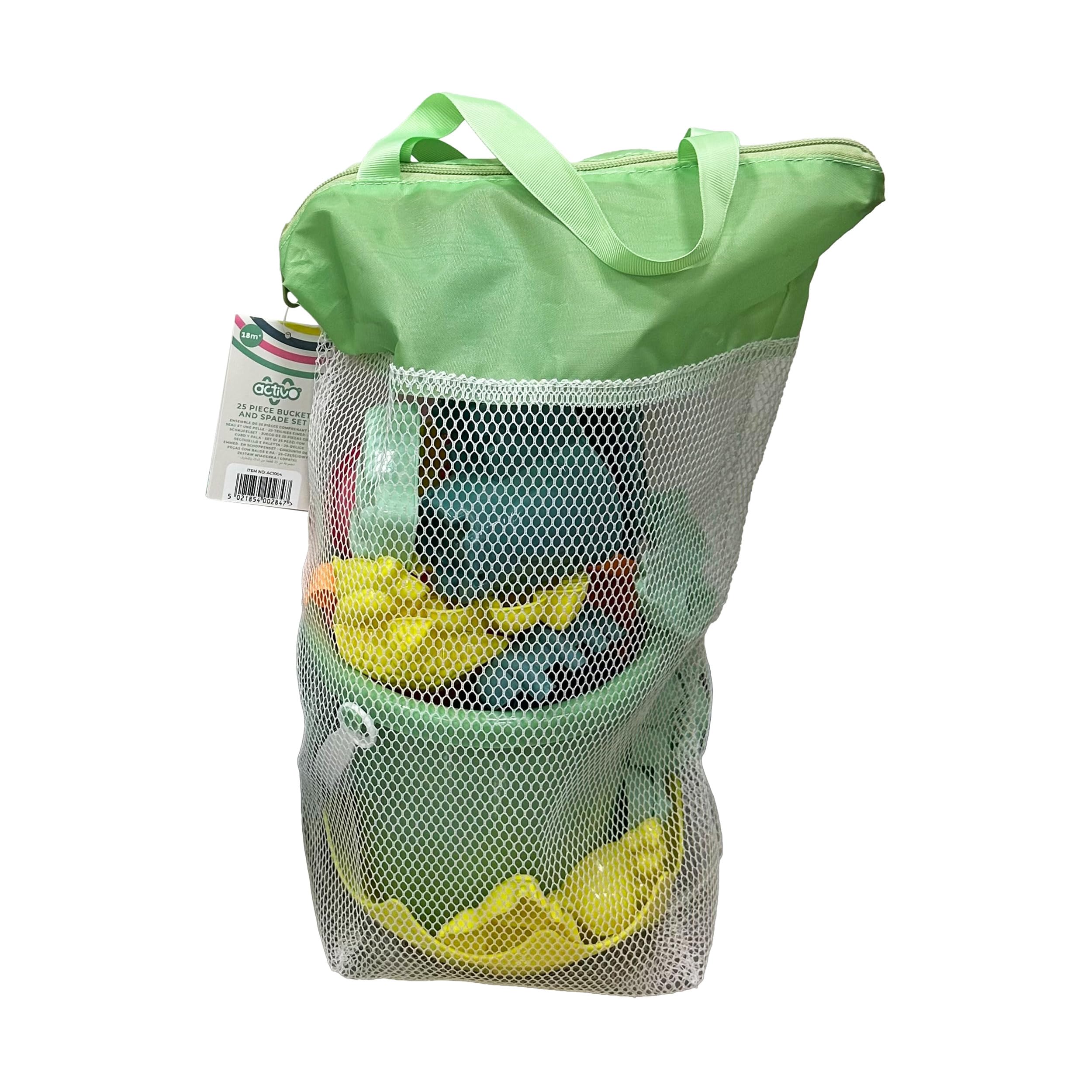 Mookie Activo 25 Piece Kids Beach Bucket and Spade Set with Moulds | Ages 18m+ 6