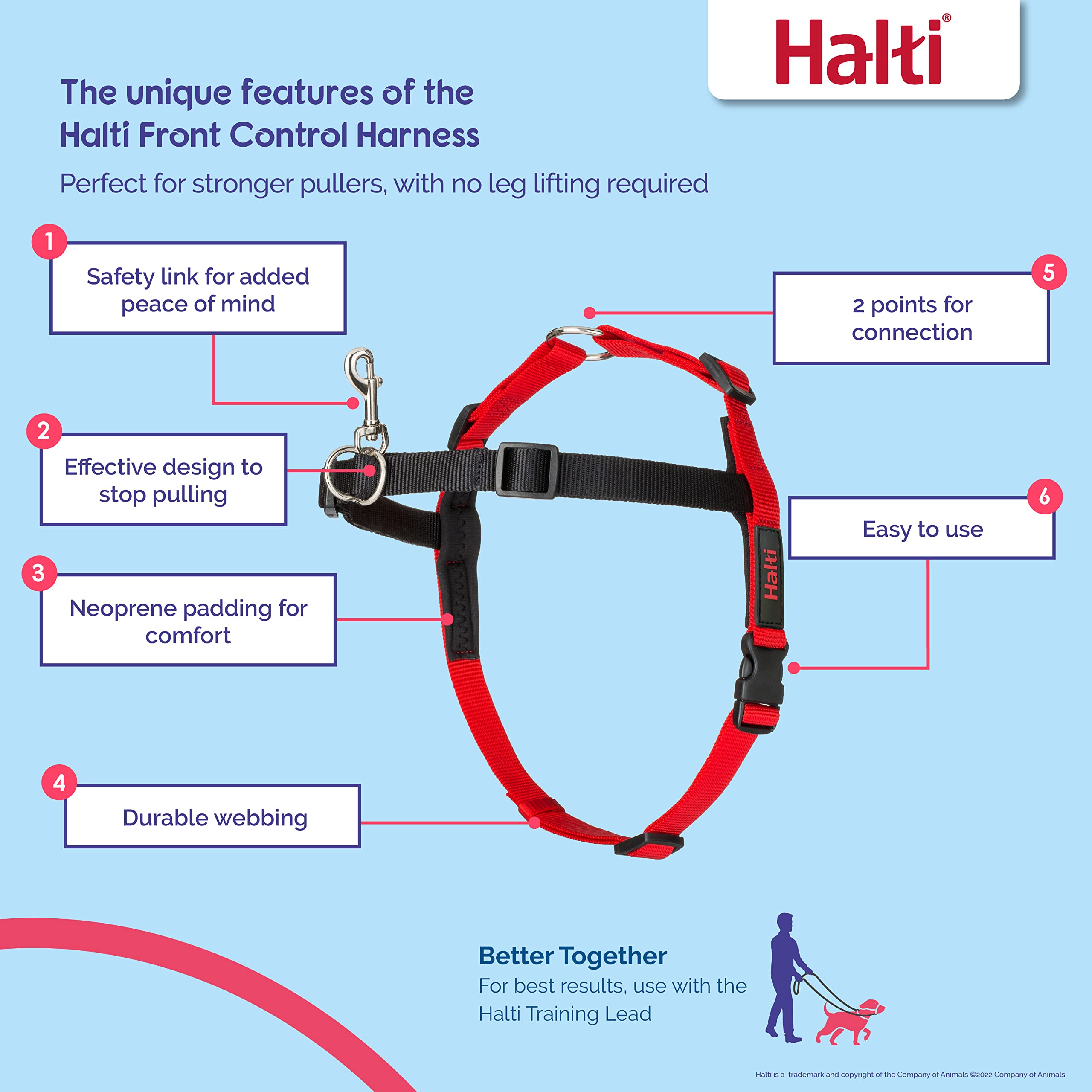 Halti Front Control Dog Harness - Stops Pulling | Size Small (Chest 36-64 cm) | Neoprene Nylon