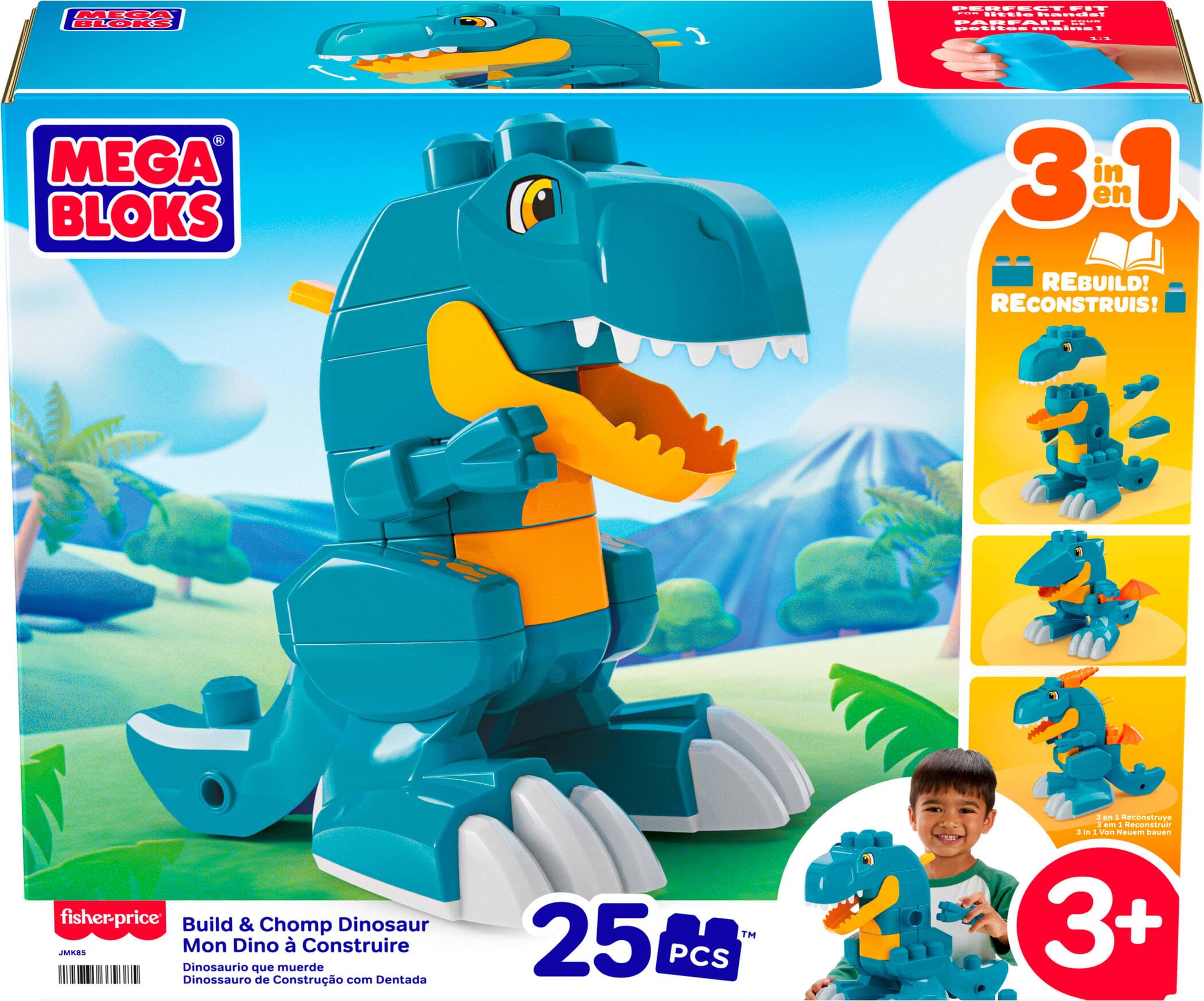 Mega Bloks Fisher-Price 3-in-1 Build & Chomp Dinosaur T-Rex Block Toy | Ages 3Y+ 7