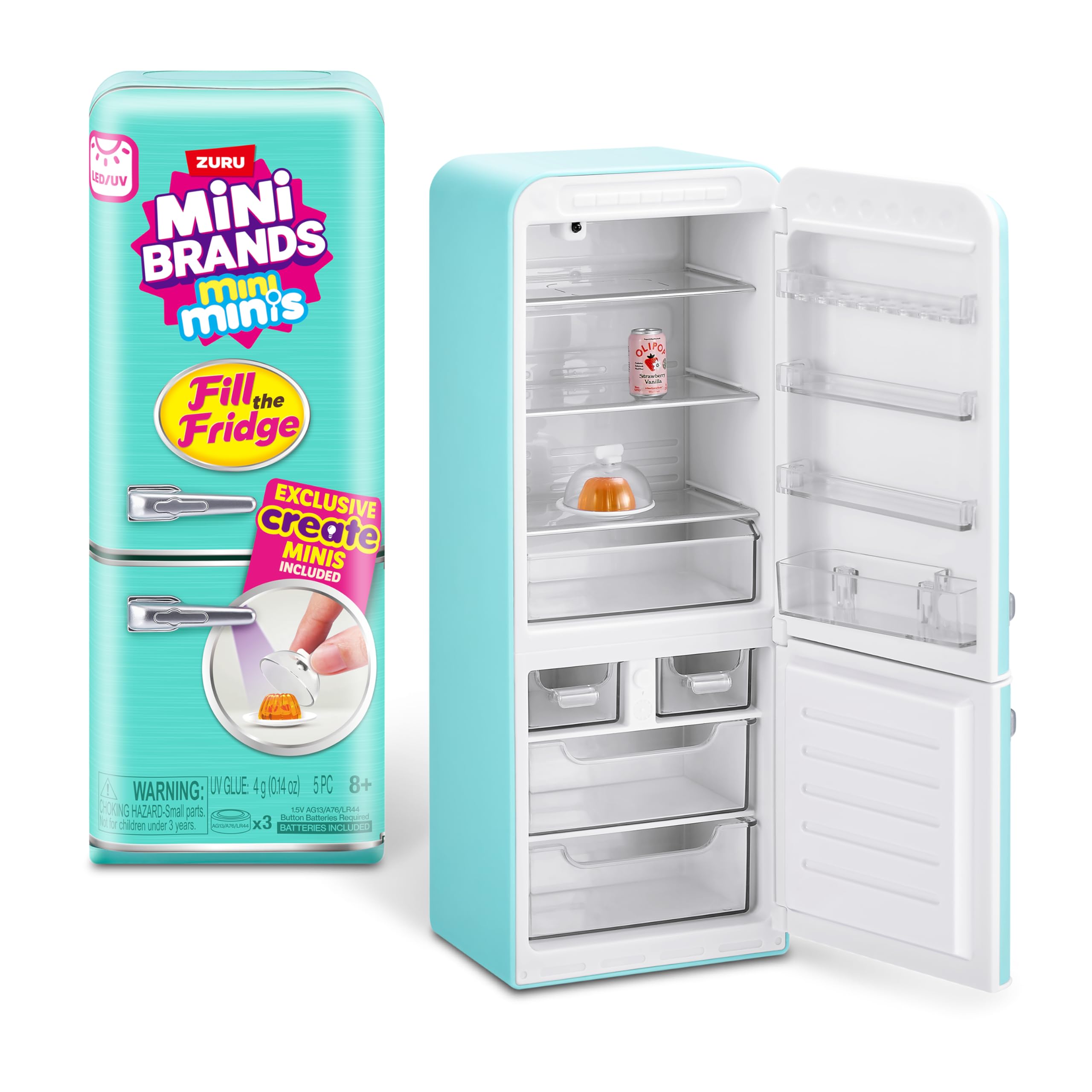 Mini Brands Fill the Fridge S1 Playset with 2pk INT Capsules - Collectible Mini Fridge Toy for Kids 8+ 9