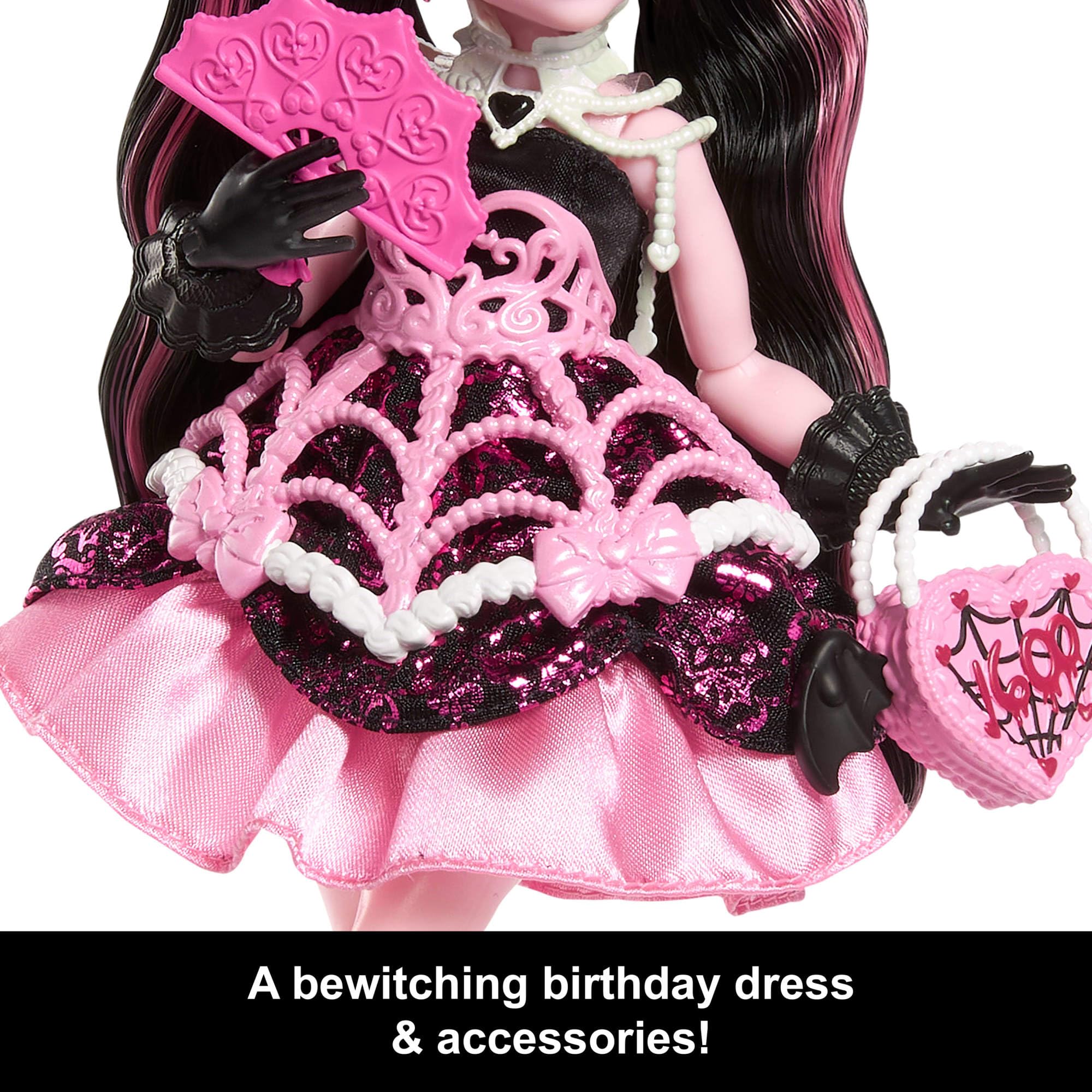Monster High Draculaura Scary Sweet Birthday Doll in Pink Party Dress with Accessories 6