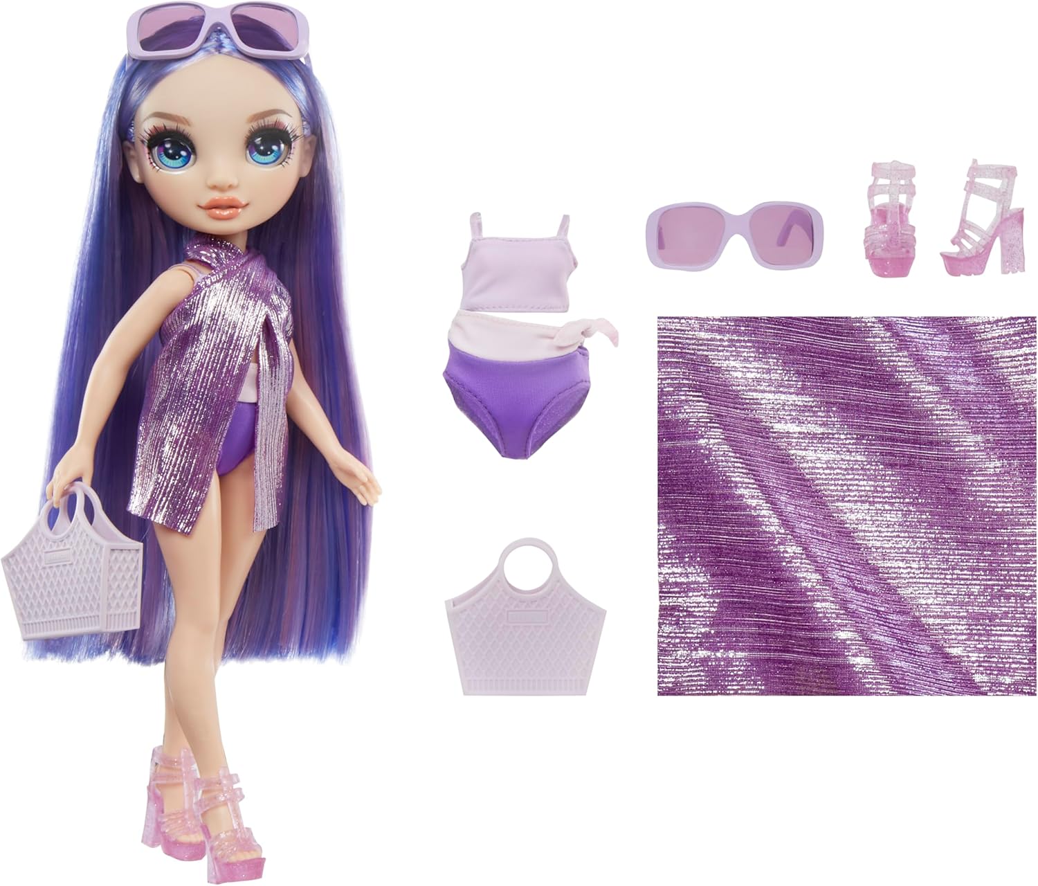 Rainbow High Swim & Style - Violet (Purple) - 28 cm Doll with Shimmery Wrap 6