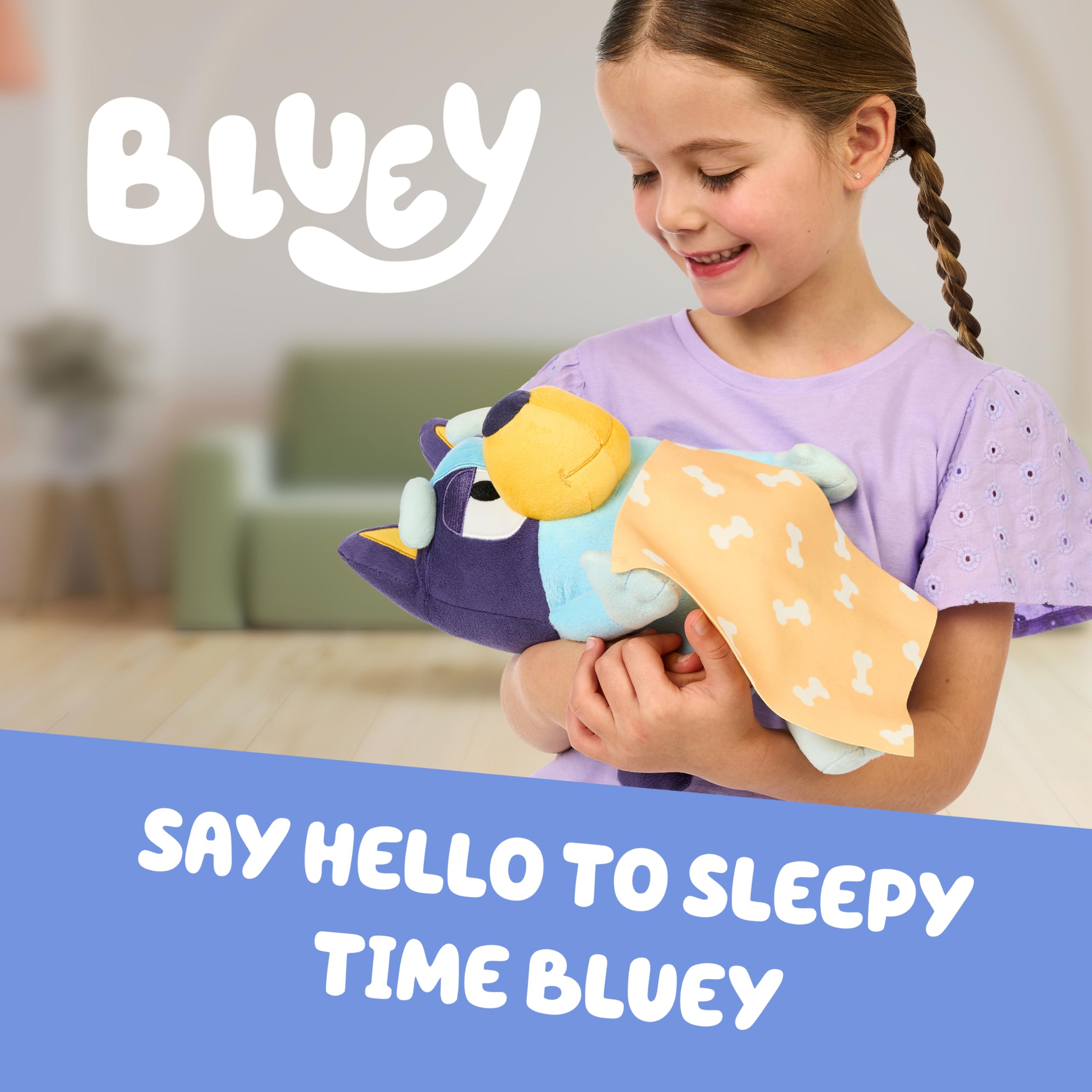Bluey Sleepy Time 13 Inch Plush with Blanket - Press Tummy to Hear 7 Phrases & Theme Song 5