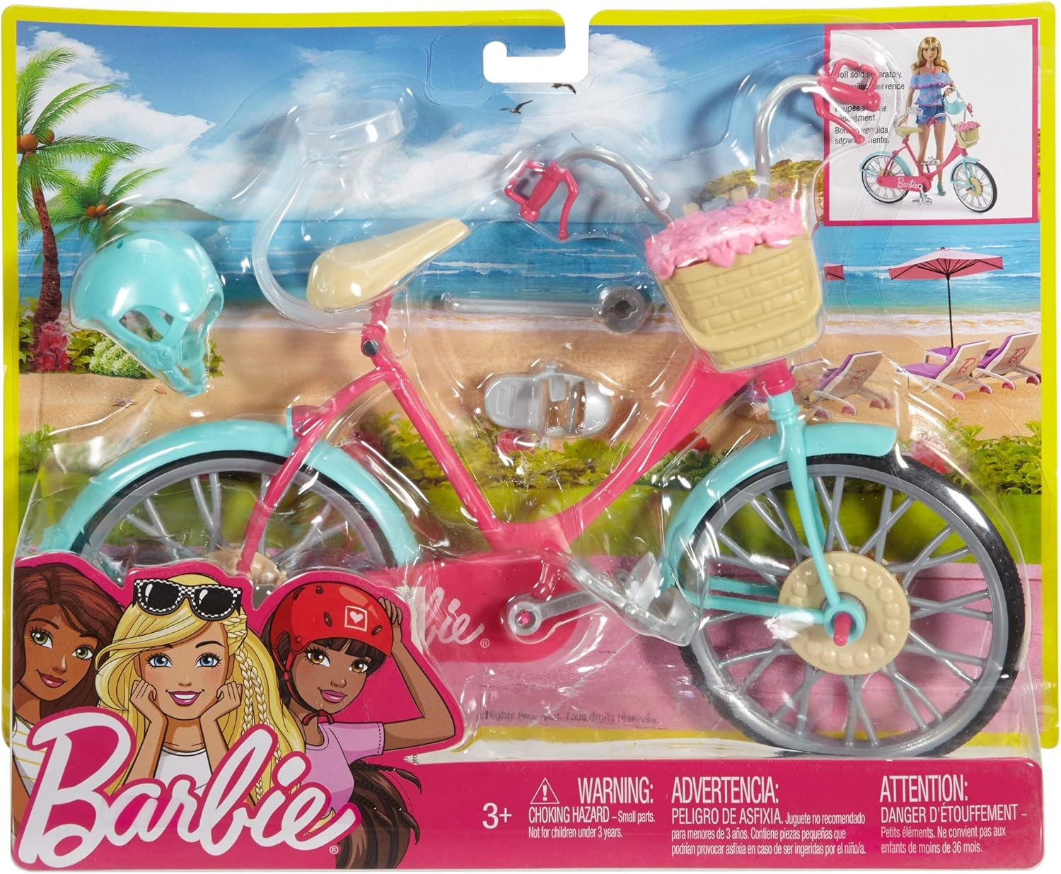 Barbie DVX55 Estate Bike - Pink & Teal Bicycle with Basket for Imaginative Play 7