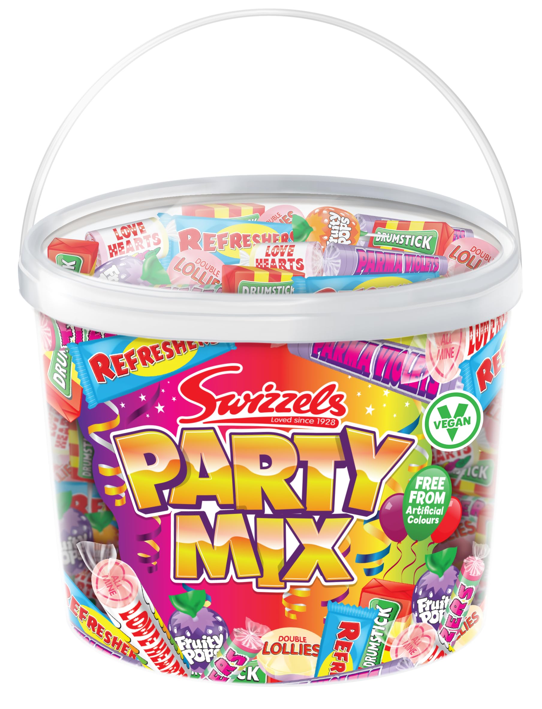 Swizzels Party Mix Tub 785g - Retro Sweets Bulk Assortment Vegan Friendly