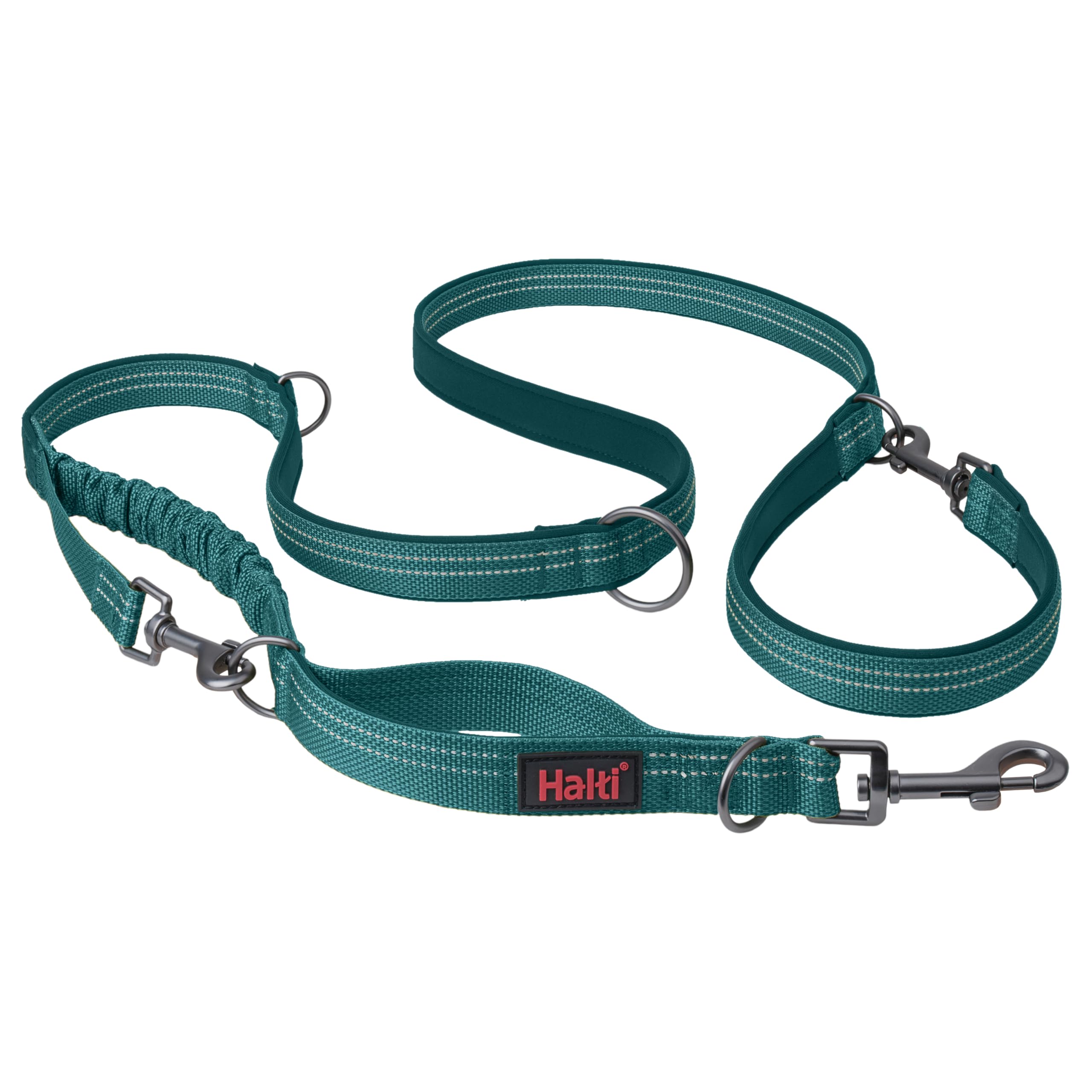 Halti Anatomy Multifunctional Dog Lead - Shock Absorbing Bungee | Teal, Size L (Up to 55kg)