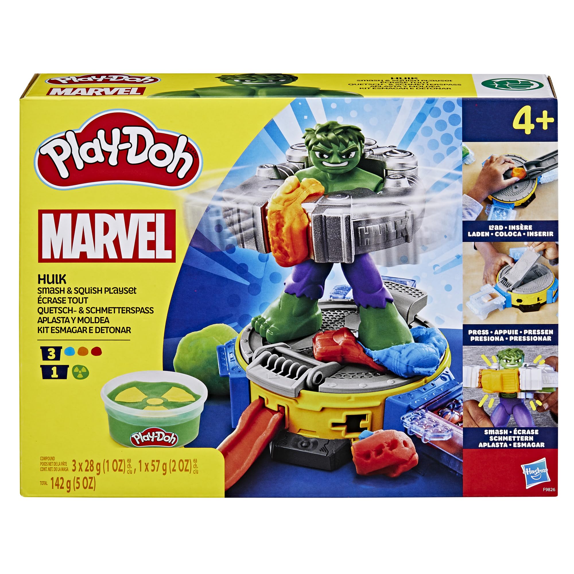 Play-Doh Marvel Hulk Smash & Squish Playset - Action Figure with Power Suit for Kids 4+ 6