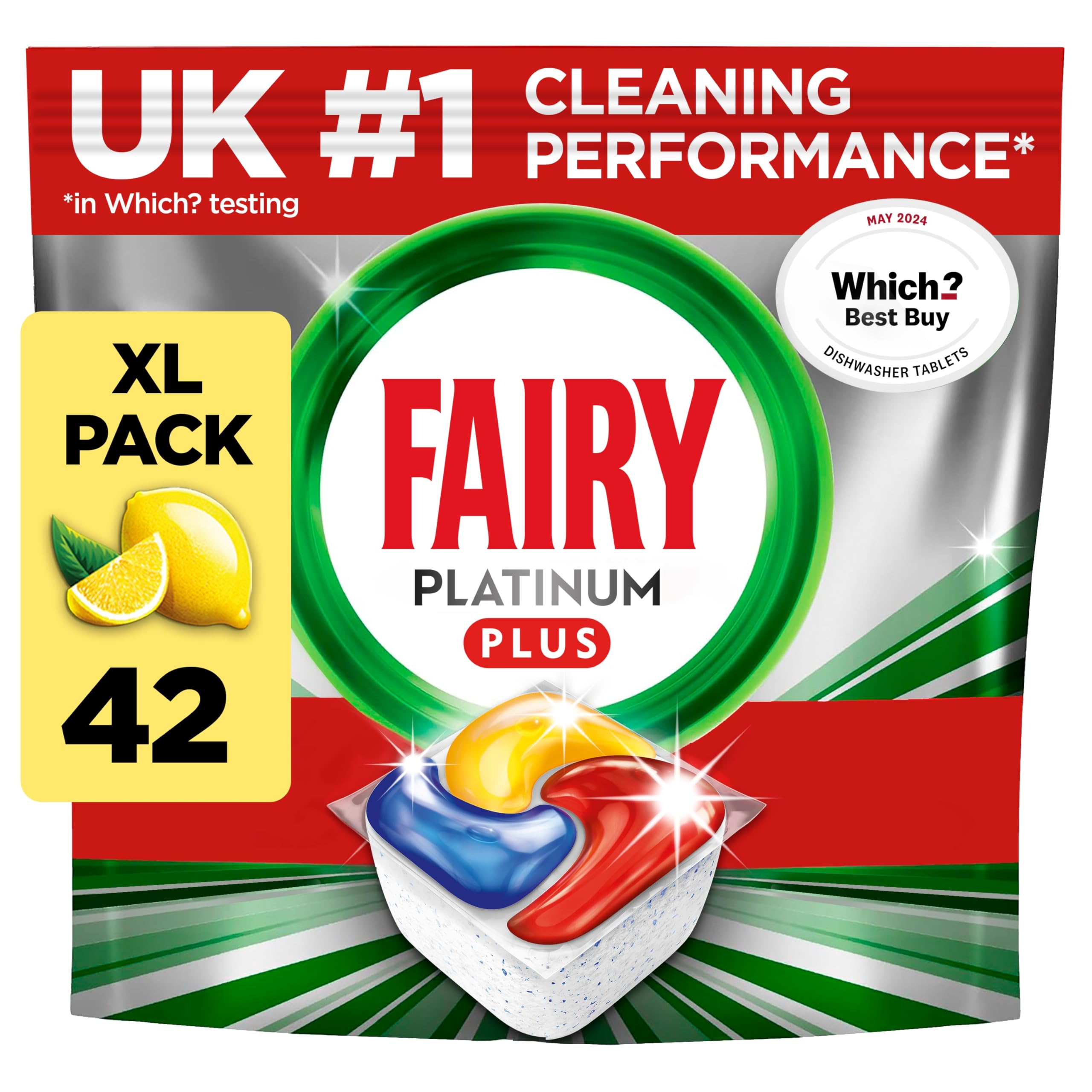 Fairy - Platinum Plus All-in-1 Geschirrspültabs, 42 Tabs, Zitronenduft 12